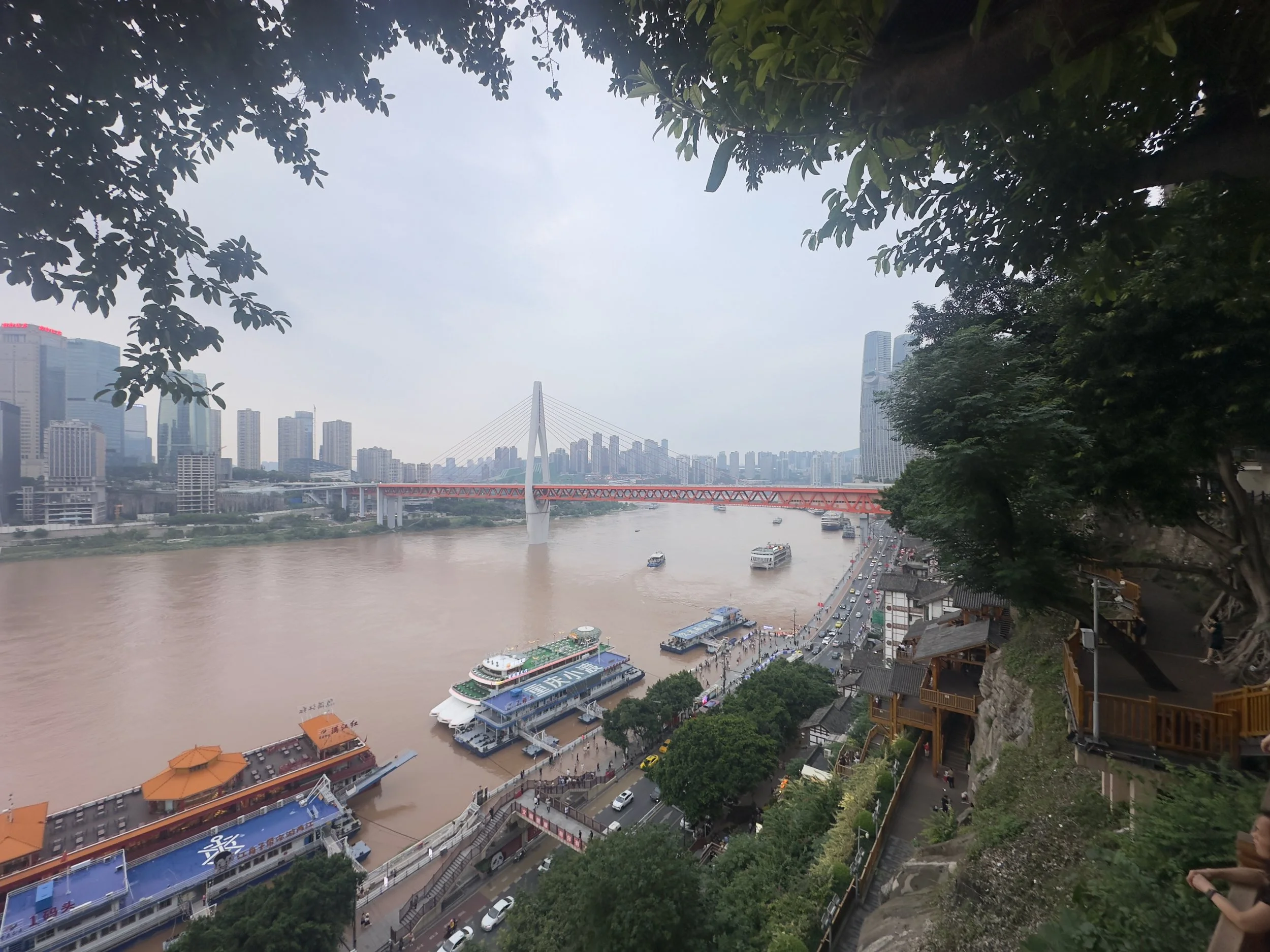 View of Jialing River looking east to Qiansimen Bridge