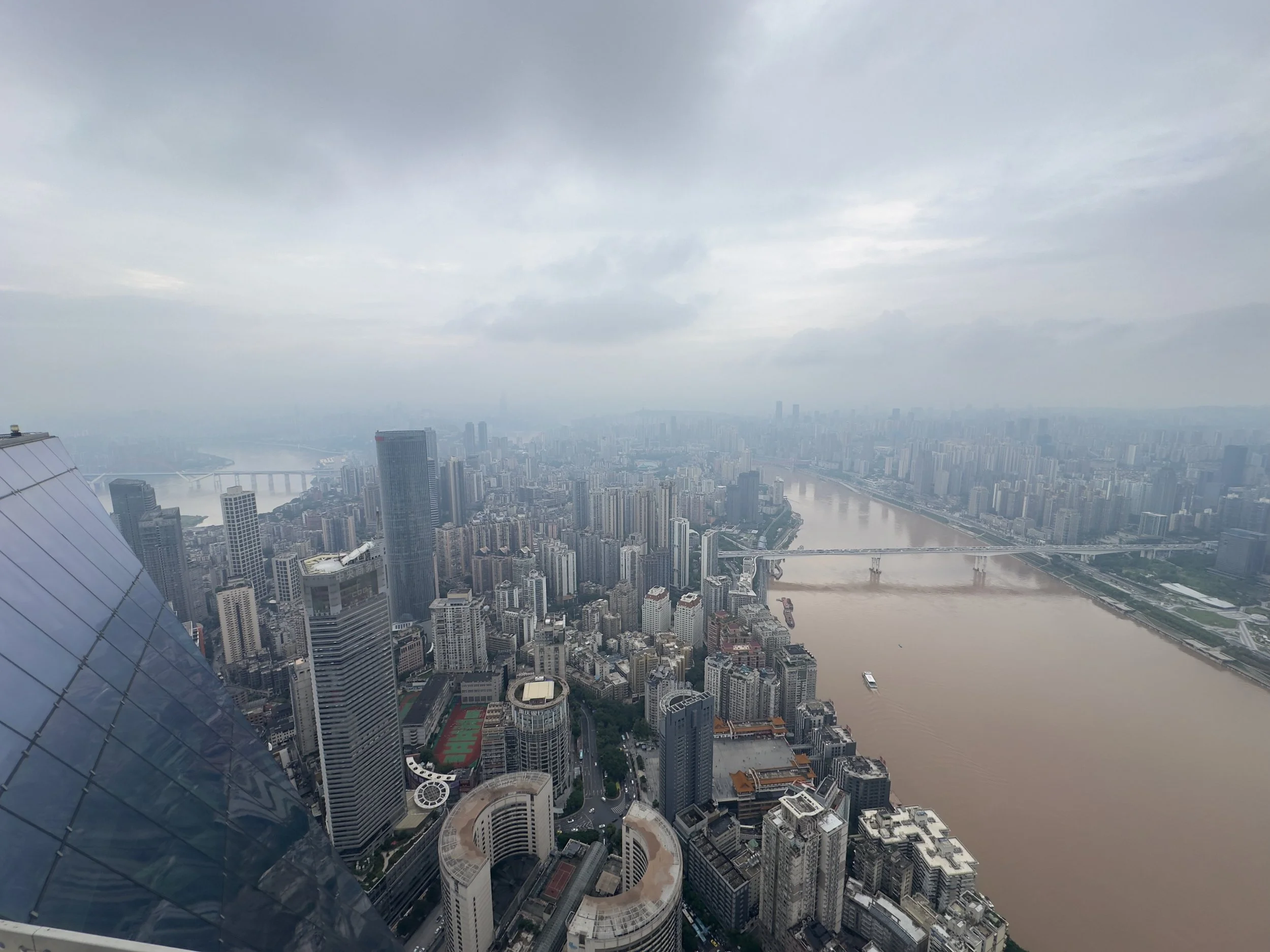 Looking west up the Jialing River ( Yangtze to the left of shot )