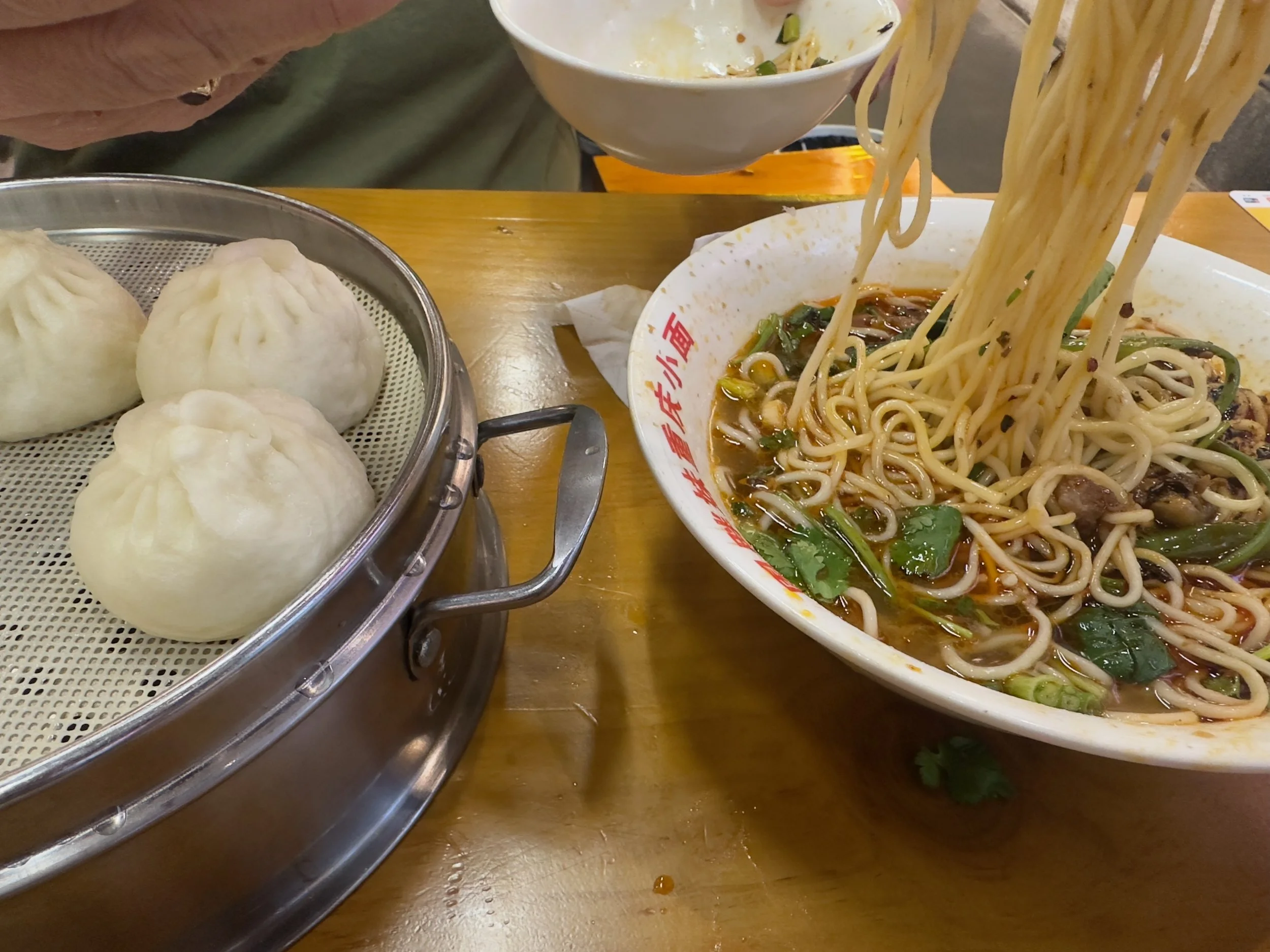 Noodles and dumplings for dinner
