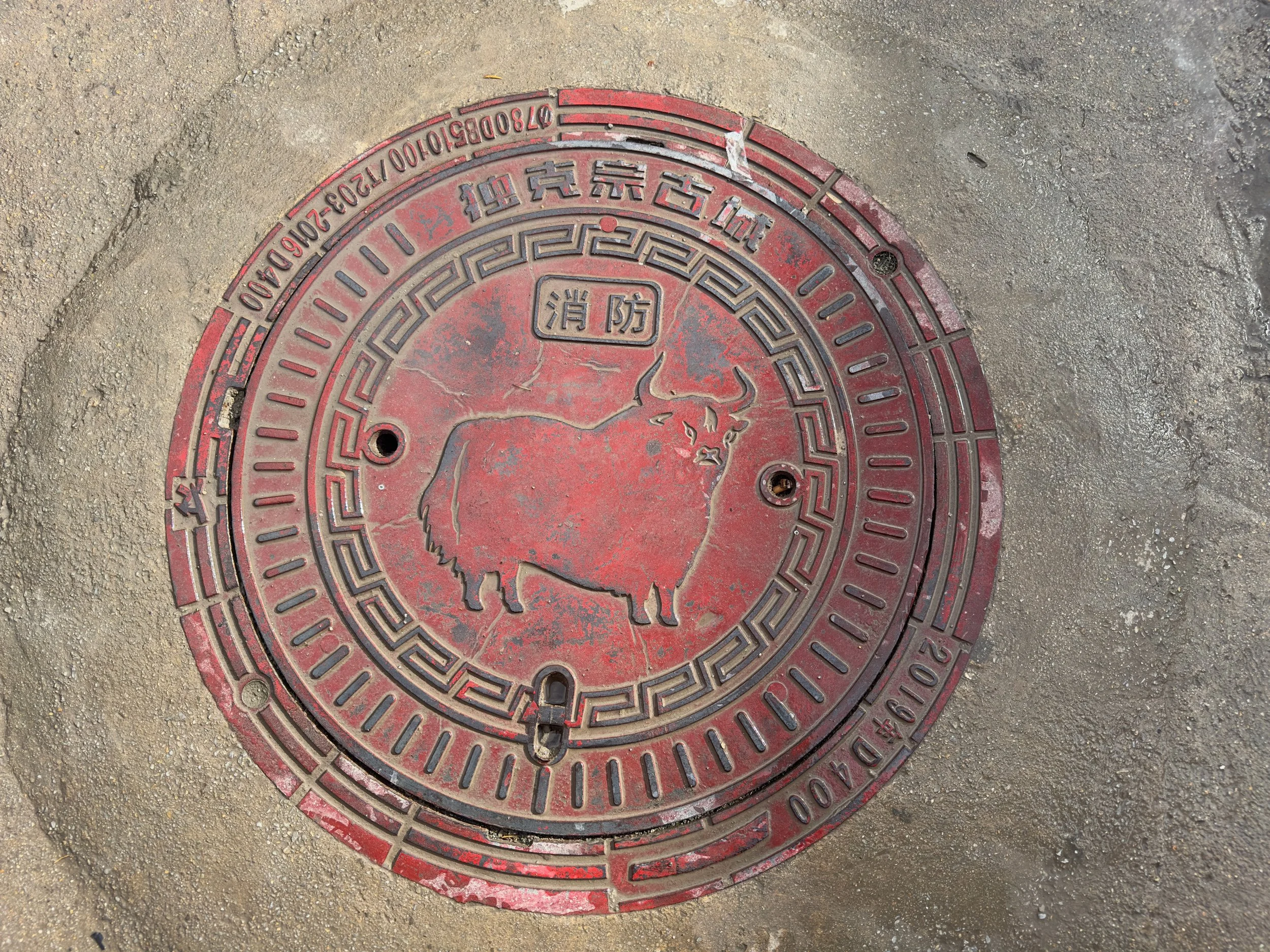 Decorative manhole cover, Shangri-la