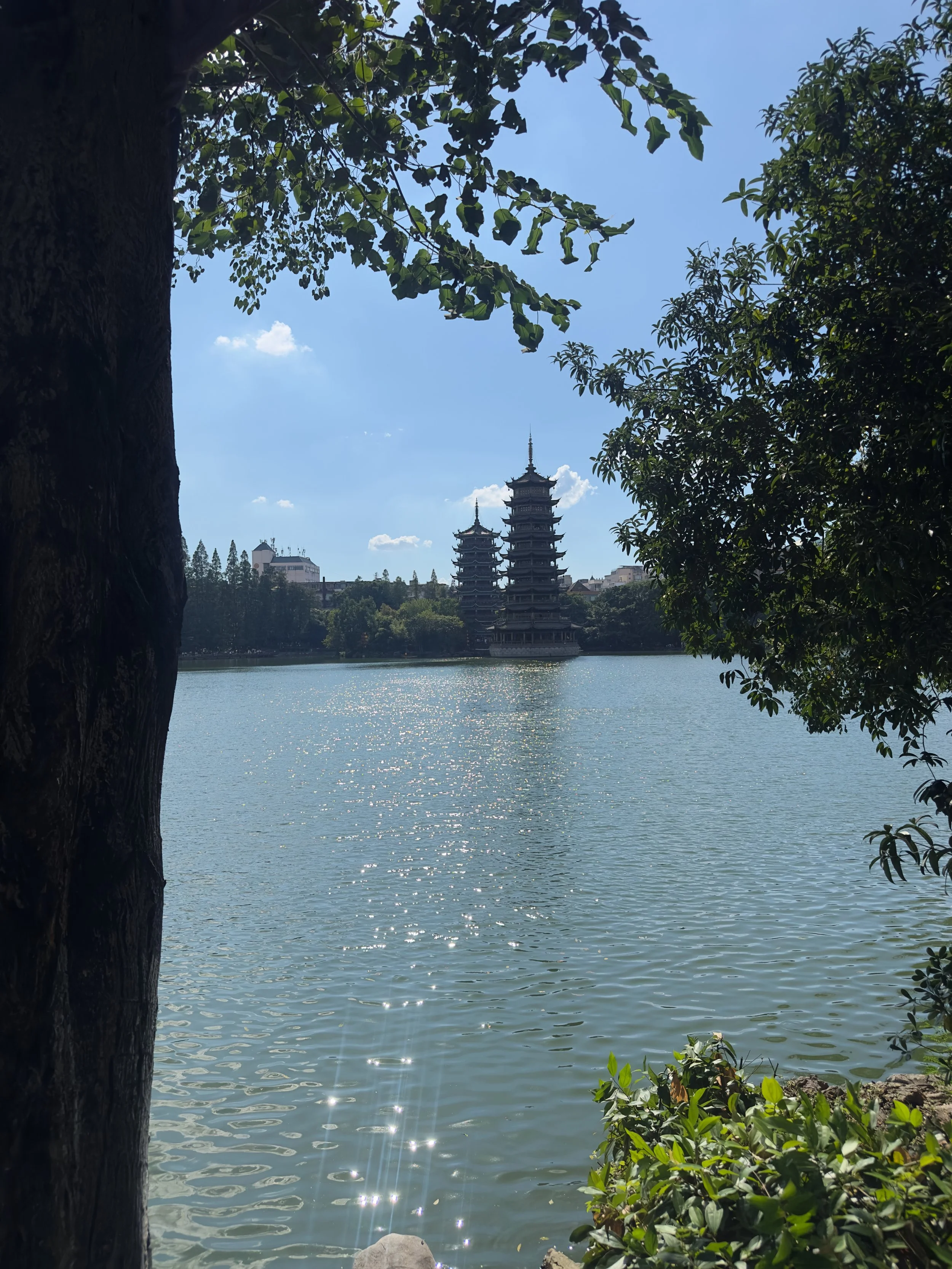 Shanhu Lake with Sun and Moon Pagodas