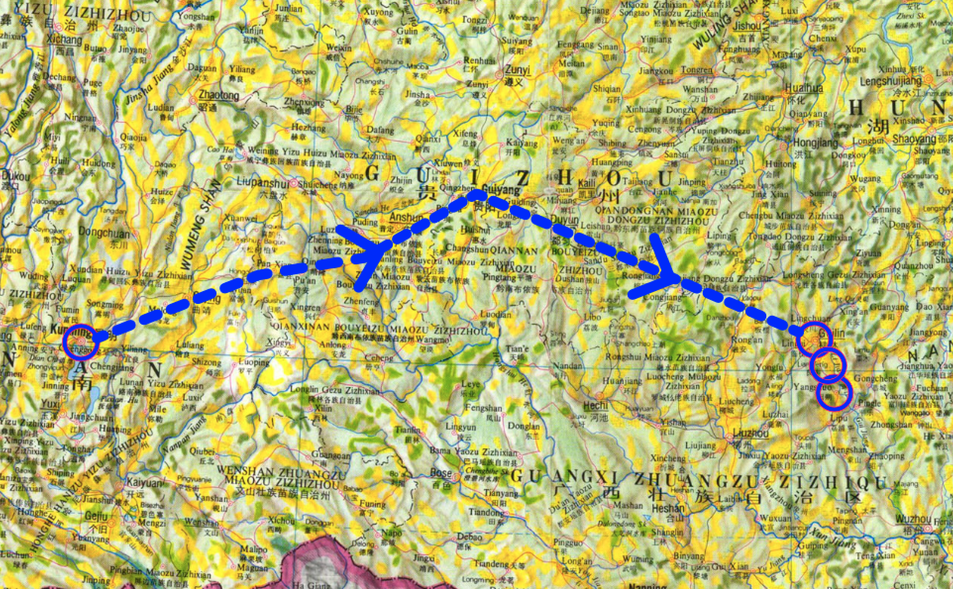 The Route of the G410 train