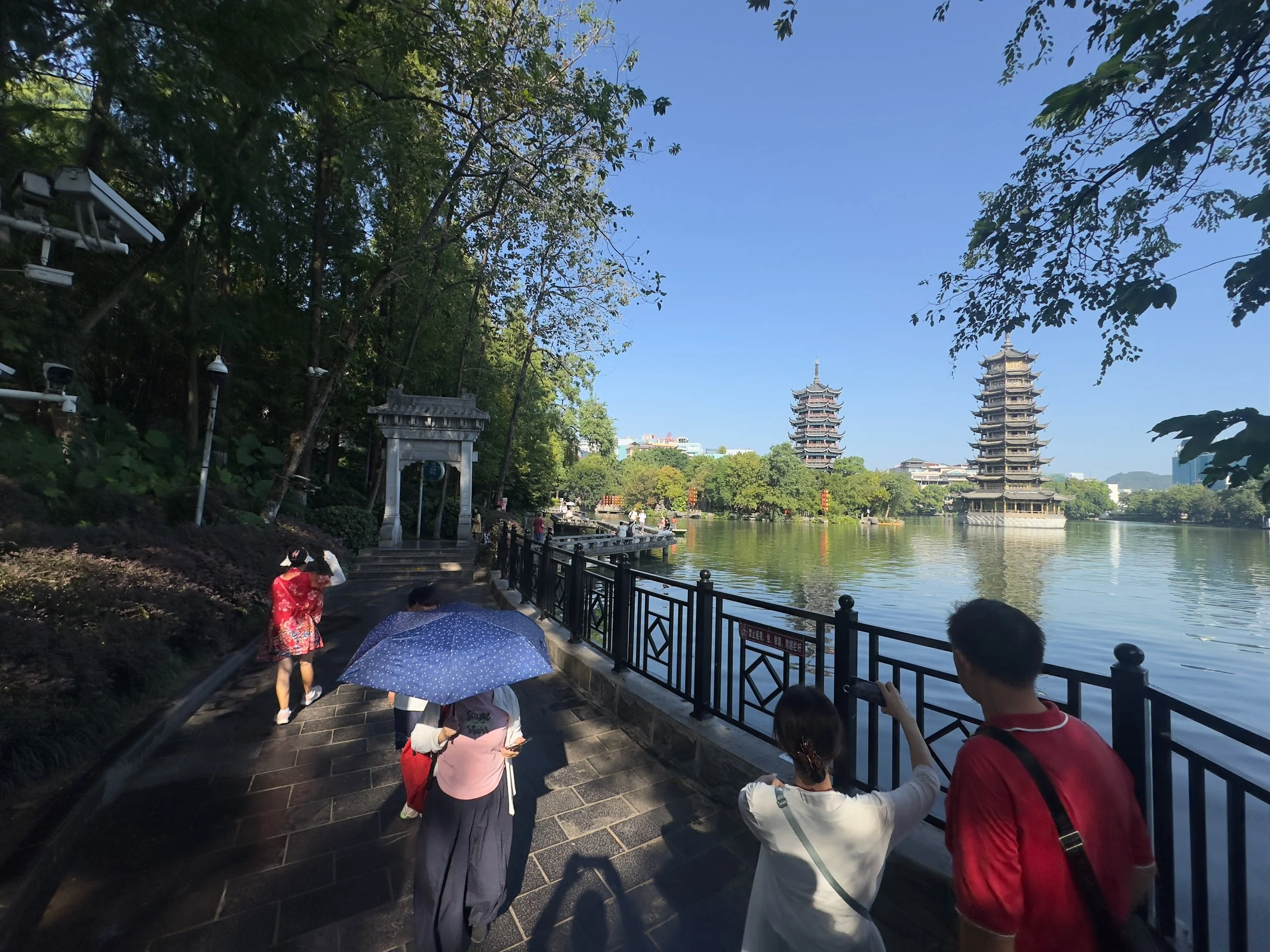 Early morning walking group, Shandu Lake