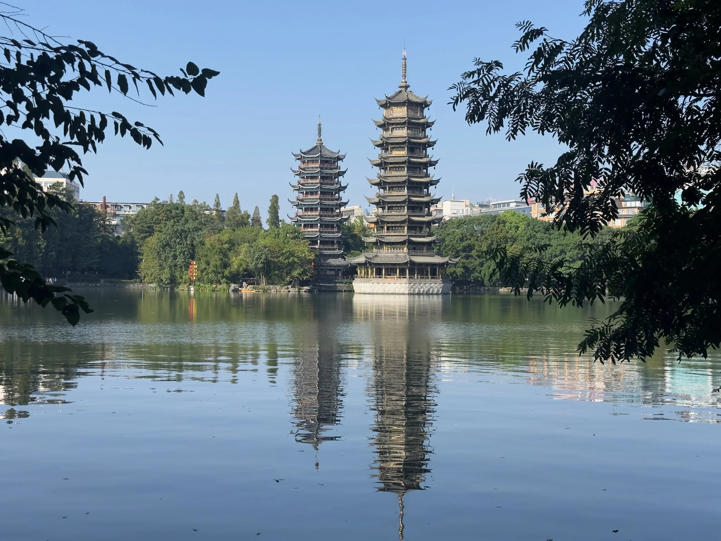 Moon (l) and Sun (r) Pagoda, Shandu Lake