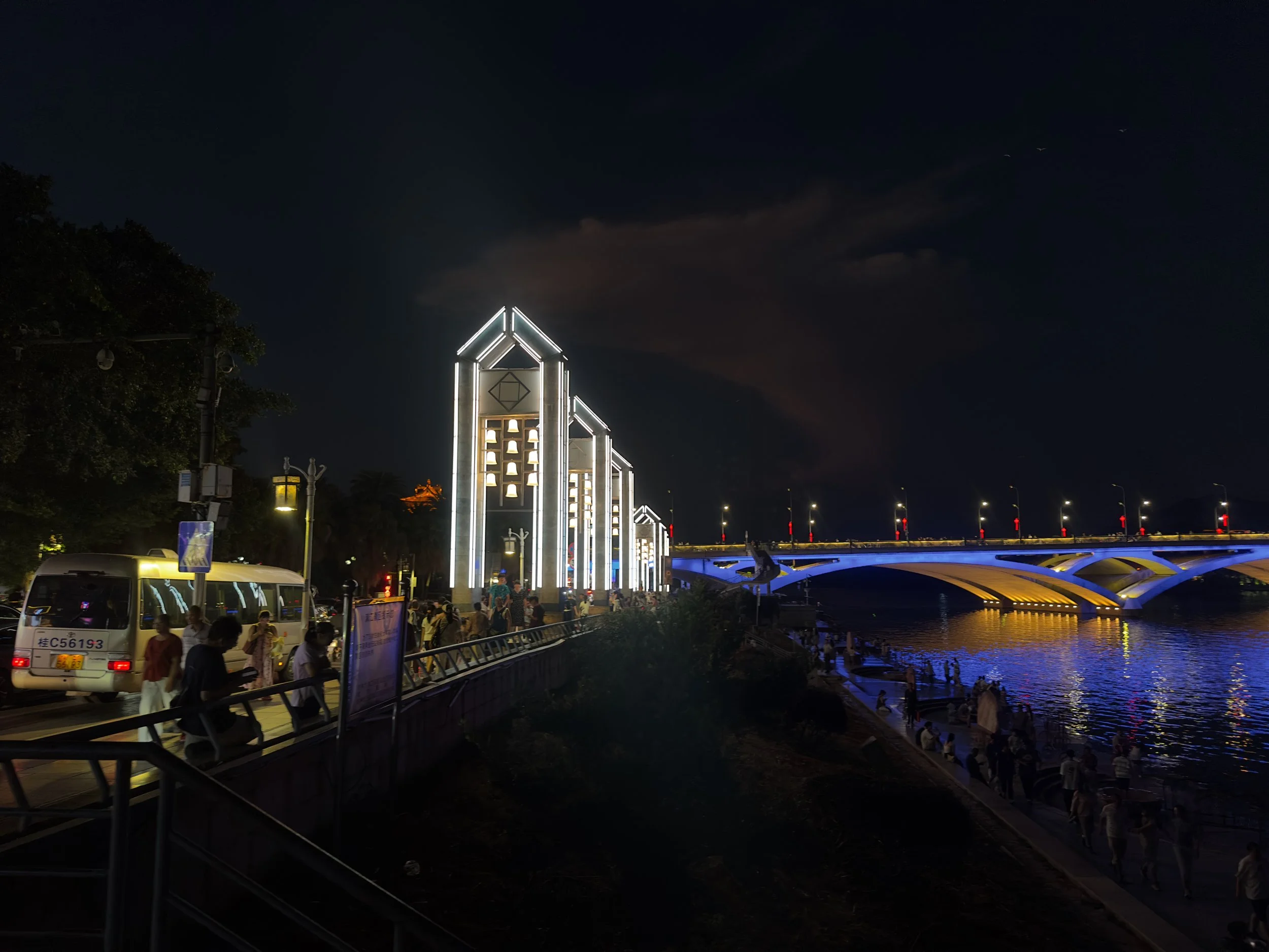 Riverside lights and Jiefang Bridge