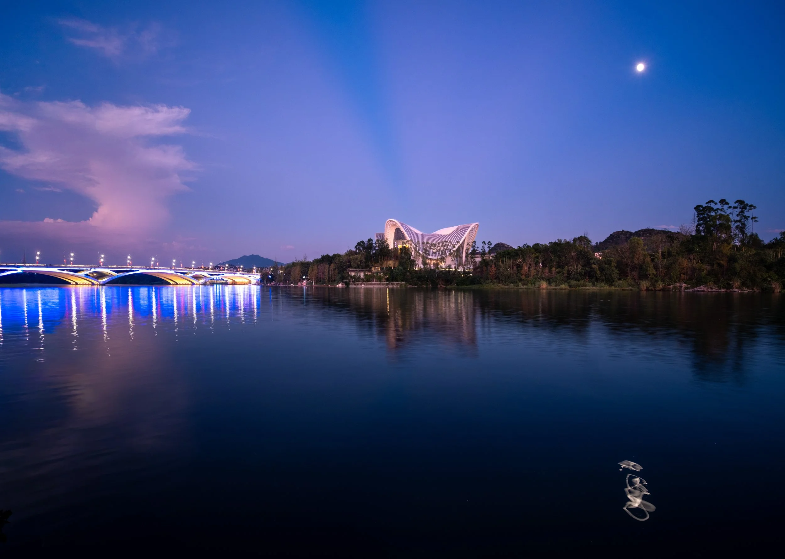 Jiefang Bridge, Guilin Opera House and Lijiang River ( proper camera photo )