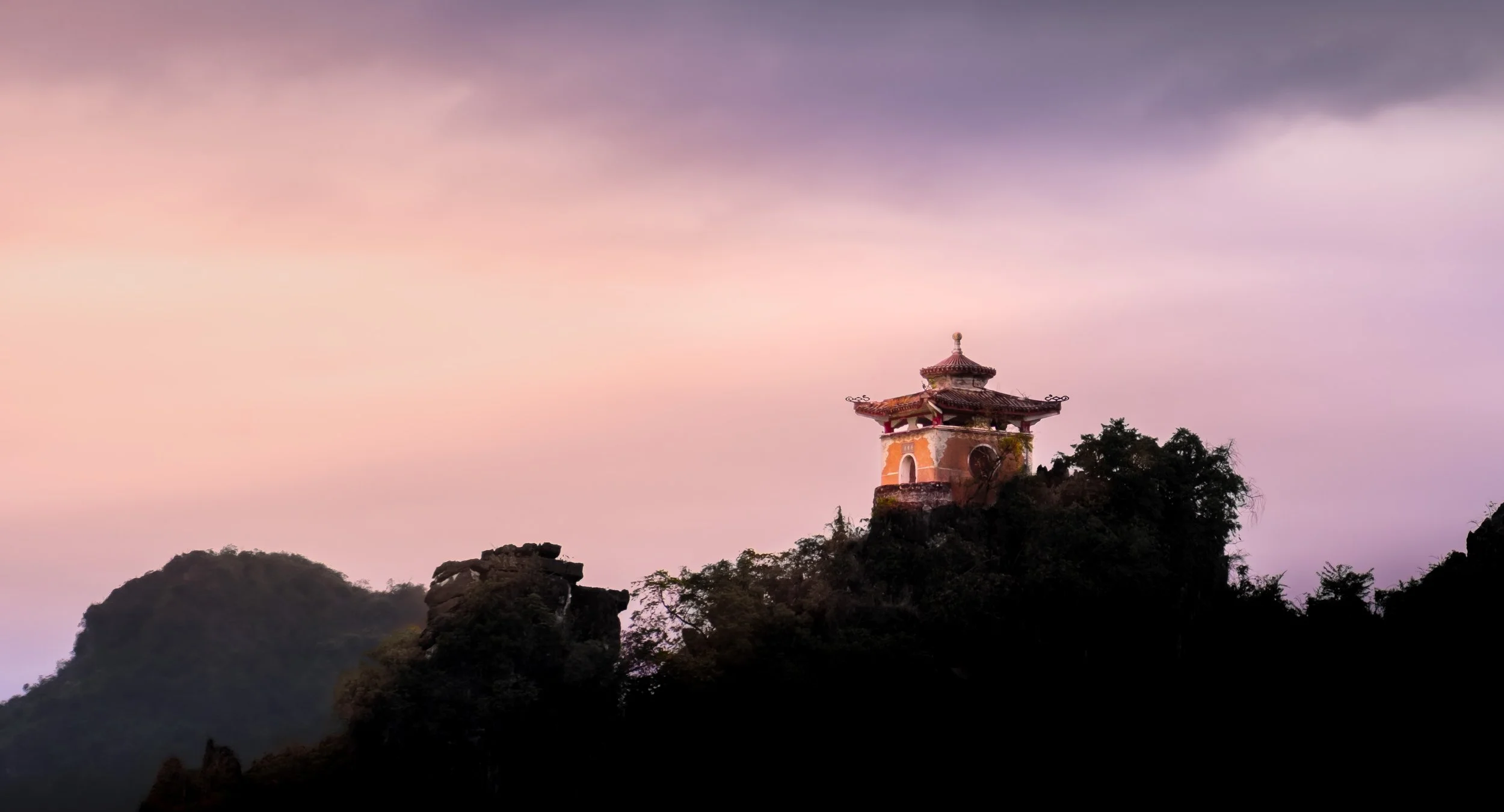Yangshuo Park Pagoda at sunset