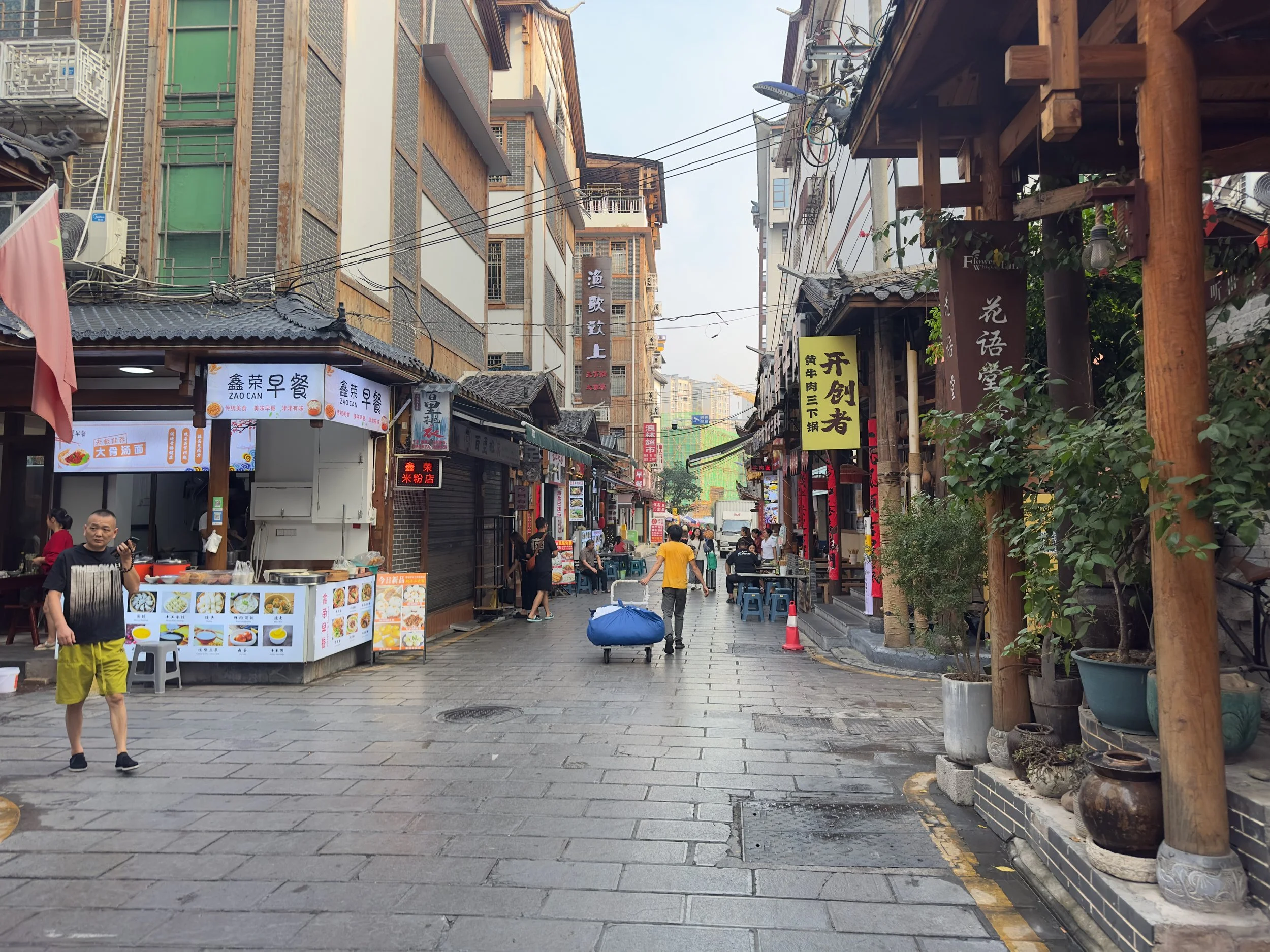 Looking down our alley towards the main road