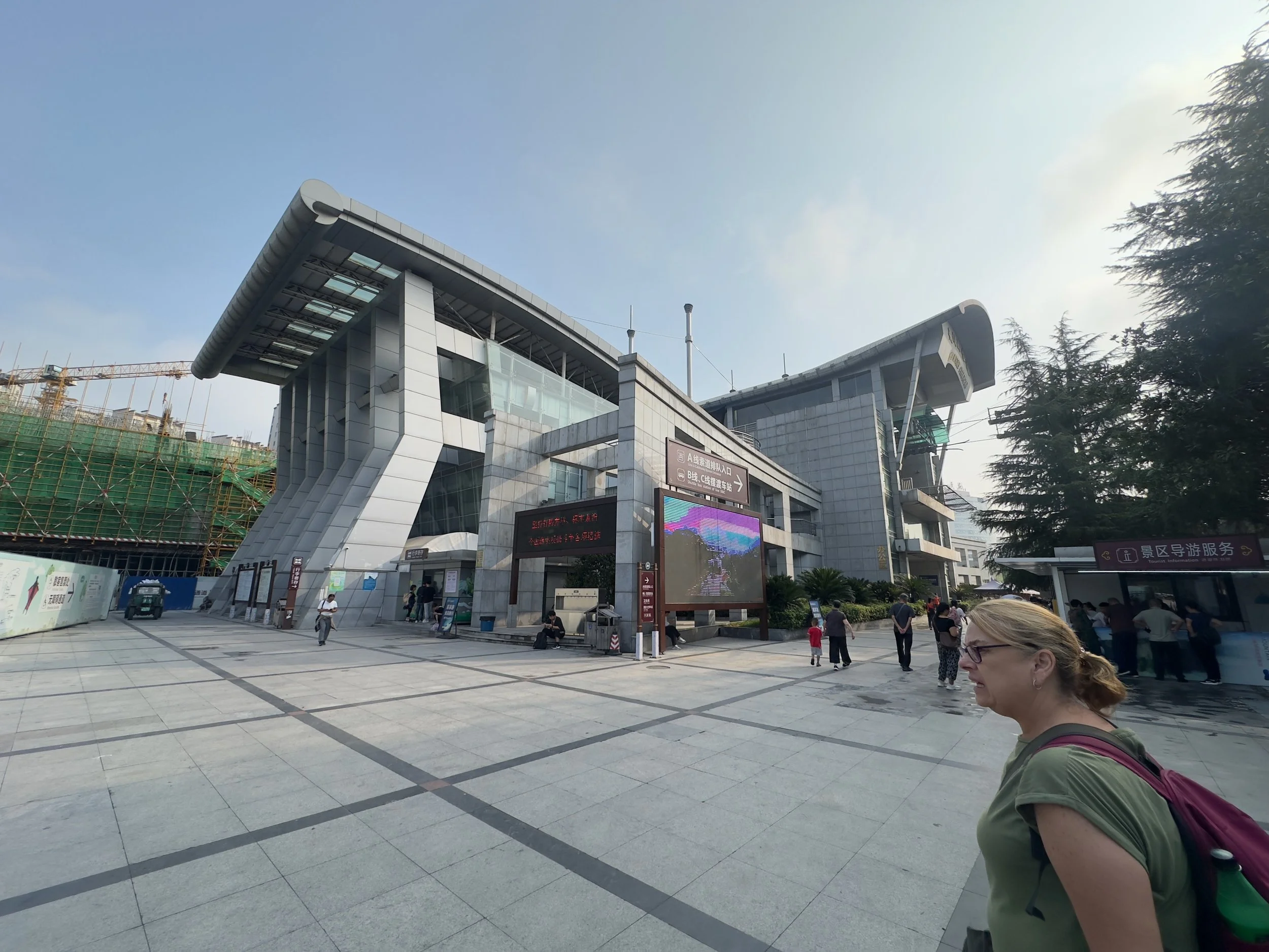 The cable car station, with the new expanded version being built next door