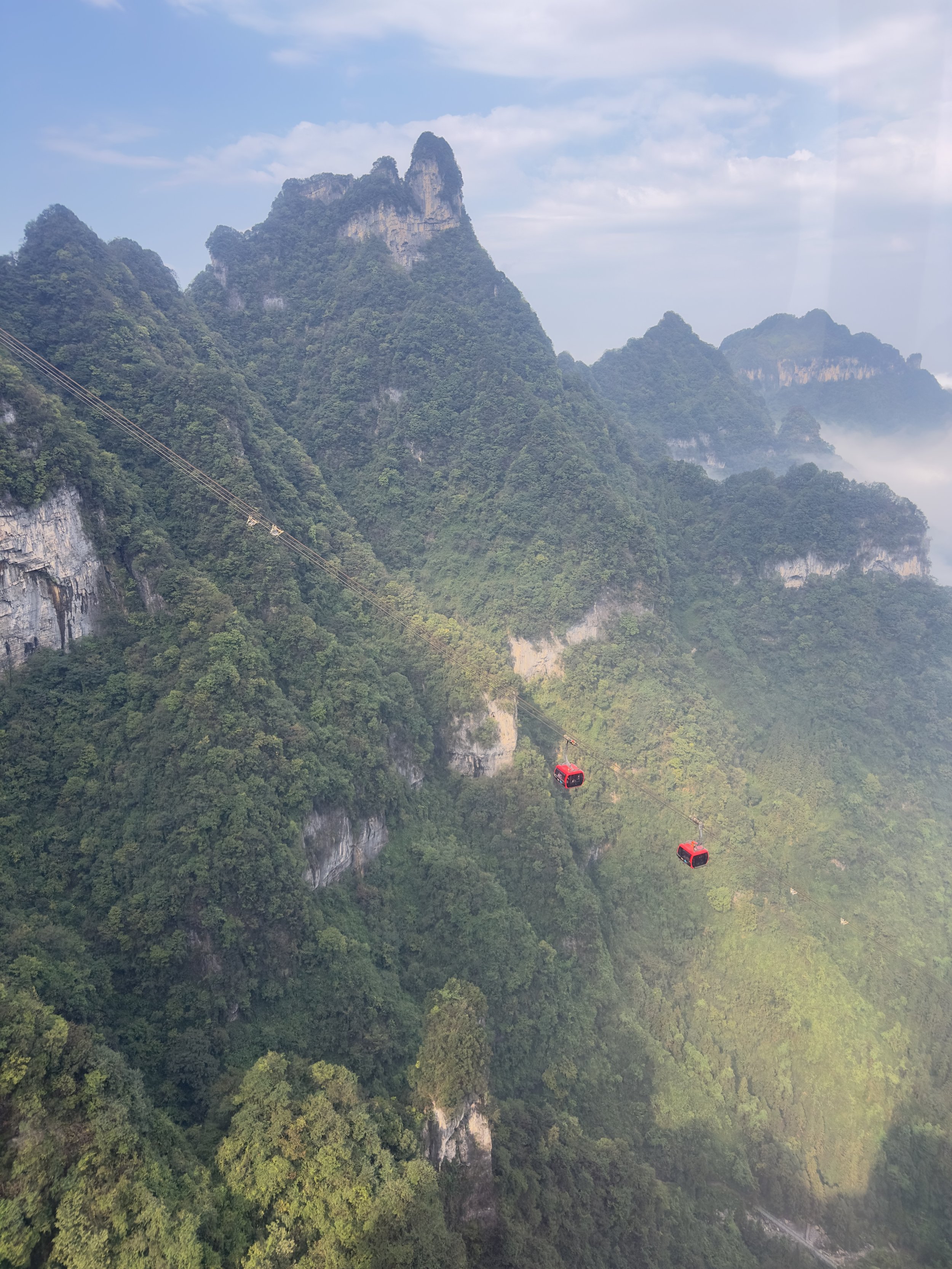 Stunning views, with the other cable car visible