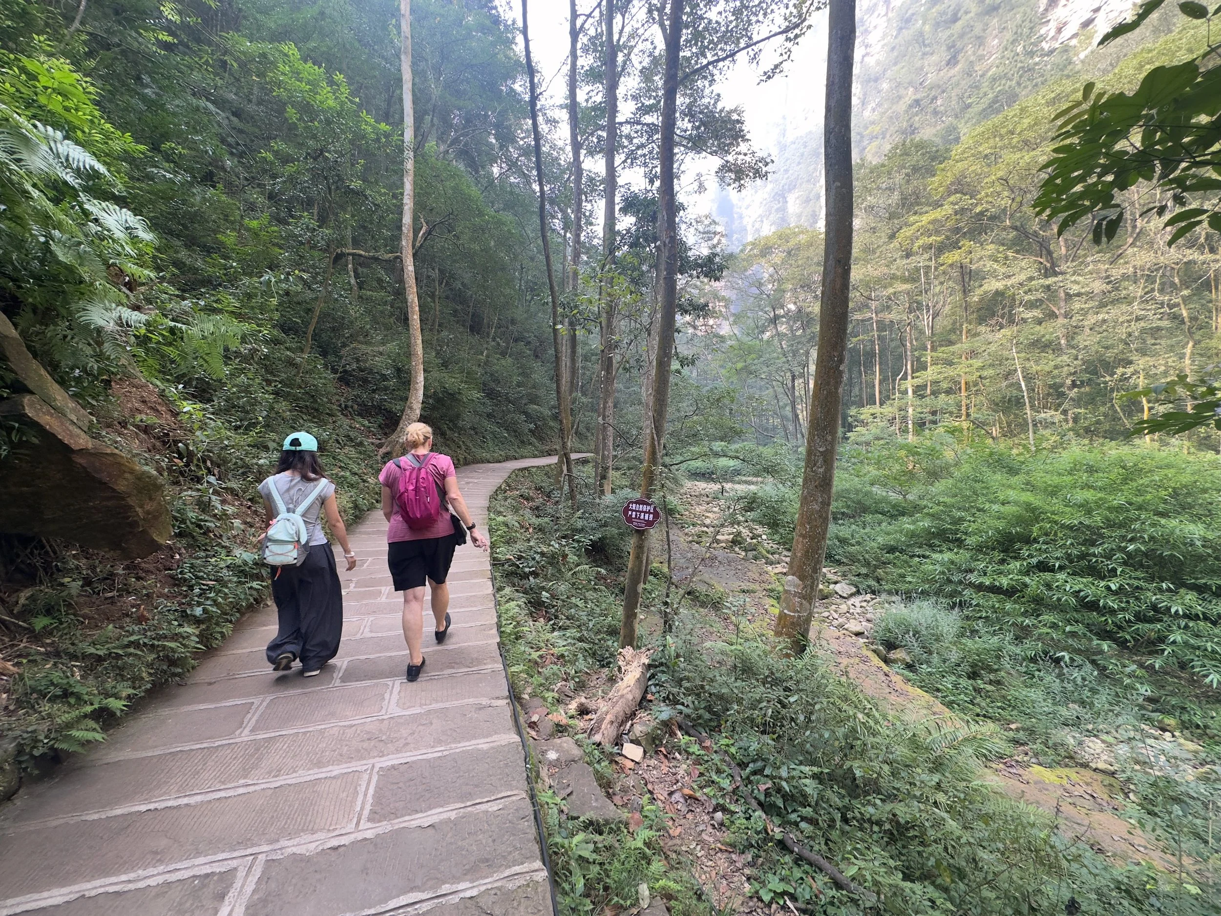 Gabby and Liz walking the Golden Whip Creek walkway