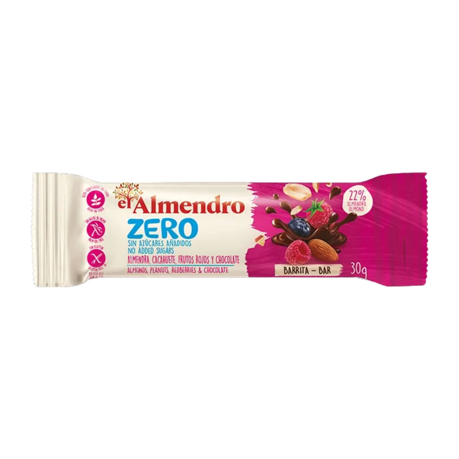 Barrita de almendra, maní, frutos rojos y chocolate Zero El Almendro_01.jpg