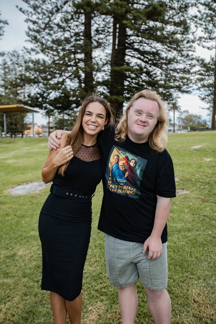Paige with a participant in the park