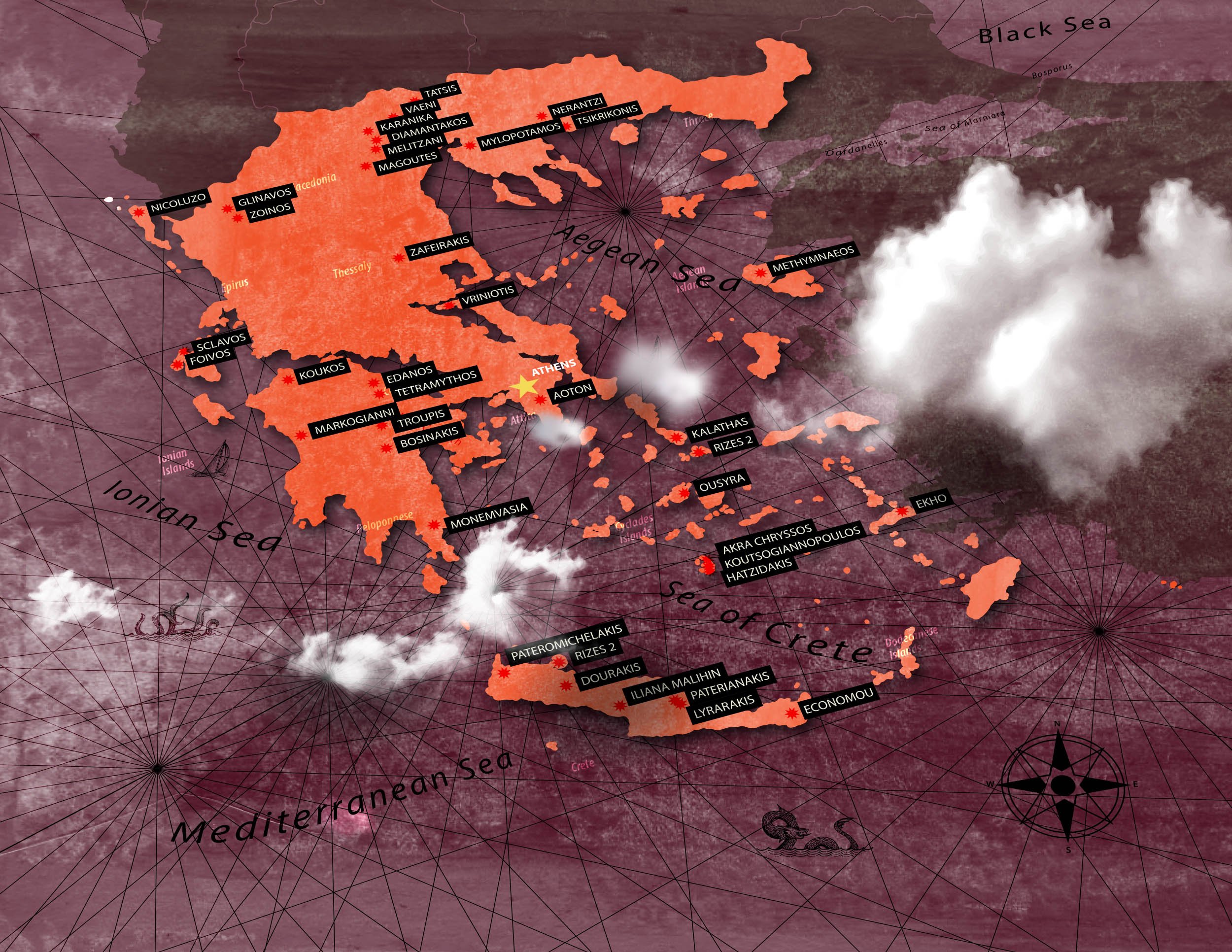 Map of Greece design by Carol King