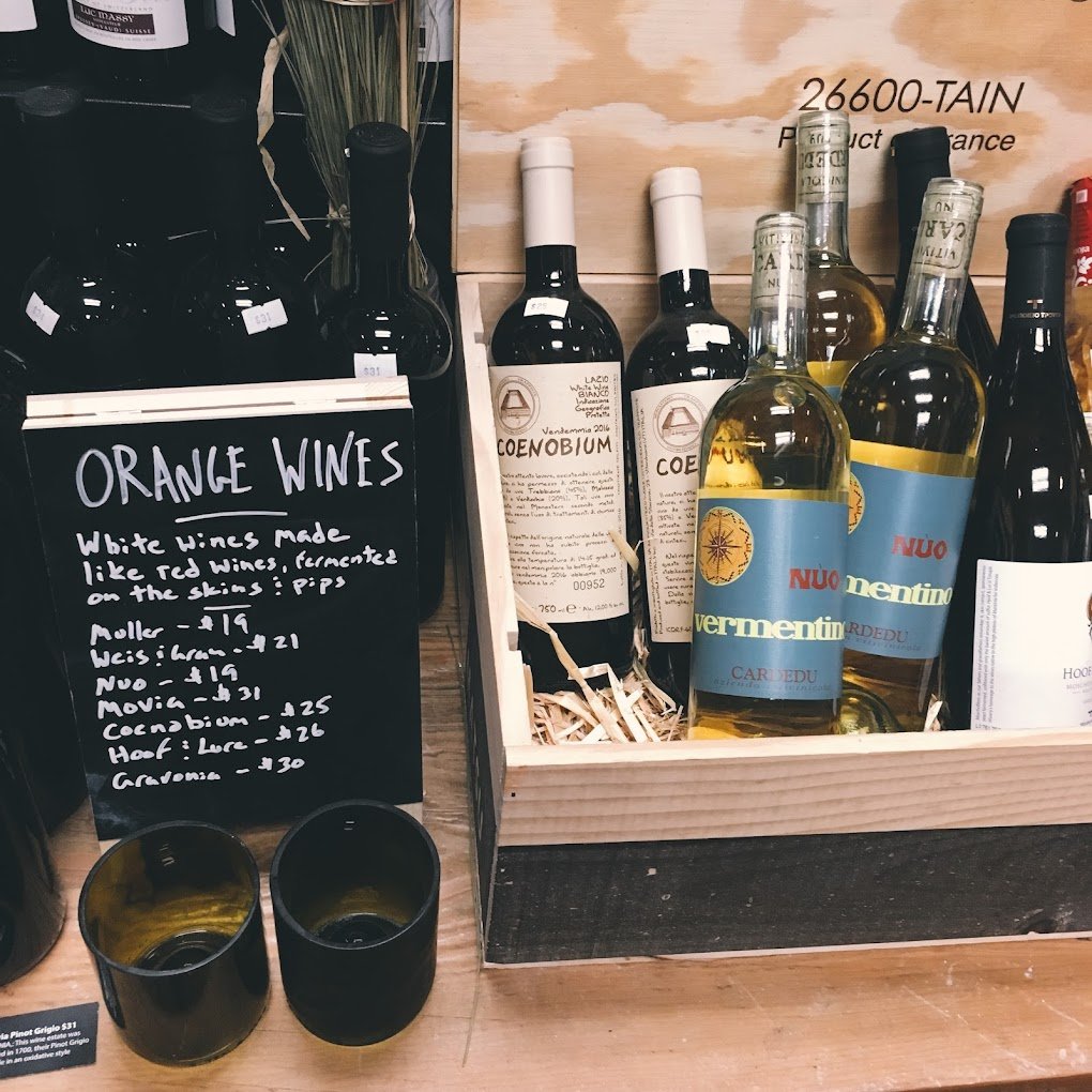 Orange Wine display for Porter Square Wine &amp; Spirits