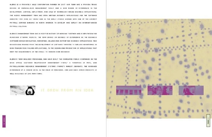 Pages from the Alerio corporate brochure