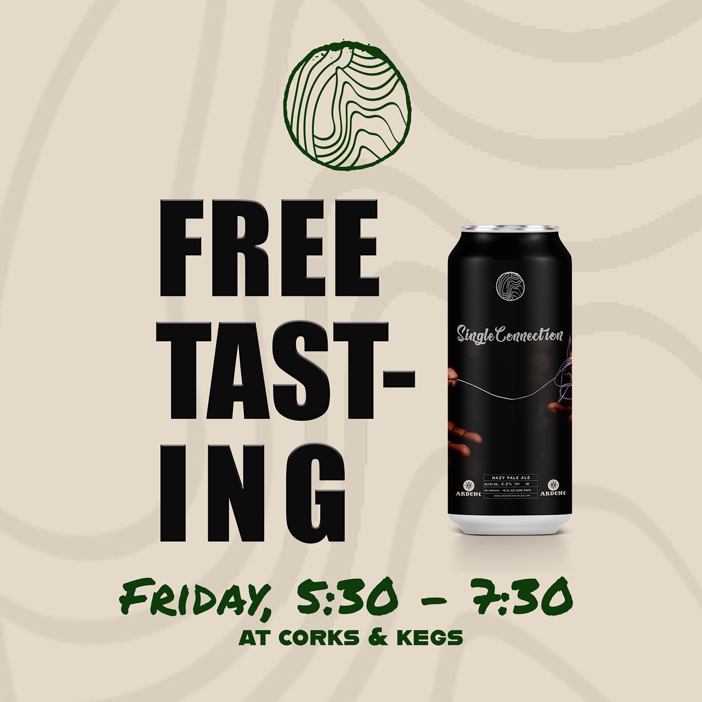 Check it! If you haven&rsquo;t had the chance to try Single Connection, @corksandkegs is holding a Free Tasting on Friday from 5:30p  to 7:30p. 

We&rsquo;ll be there to talk about the beer, the meaning behind what we&rsquo;ve created, and what&rsquo