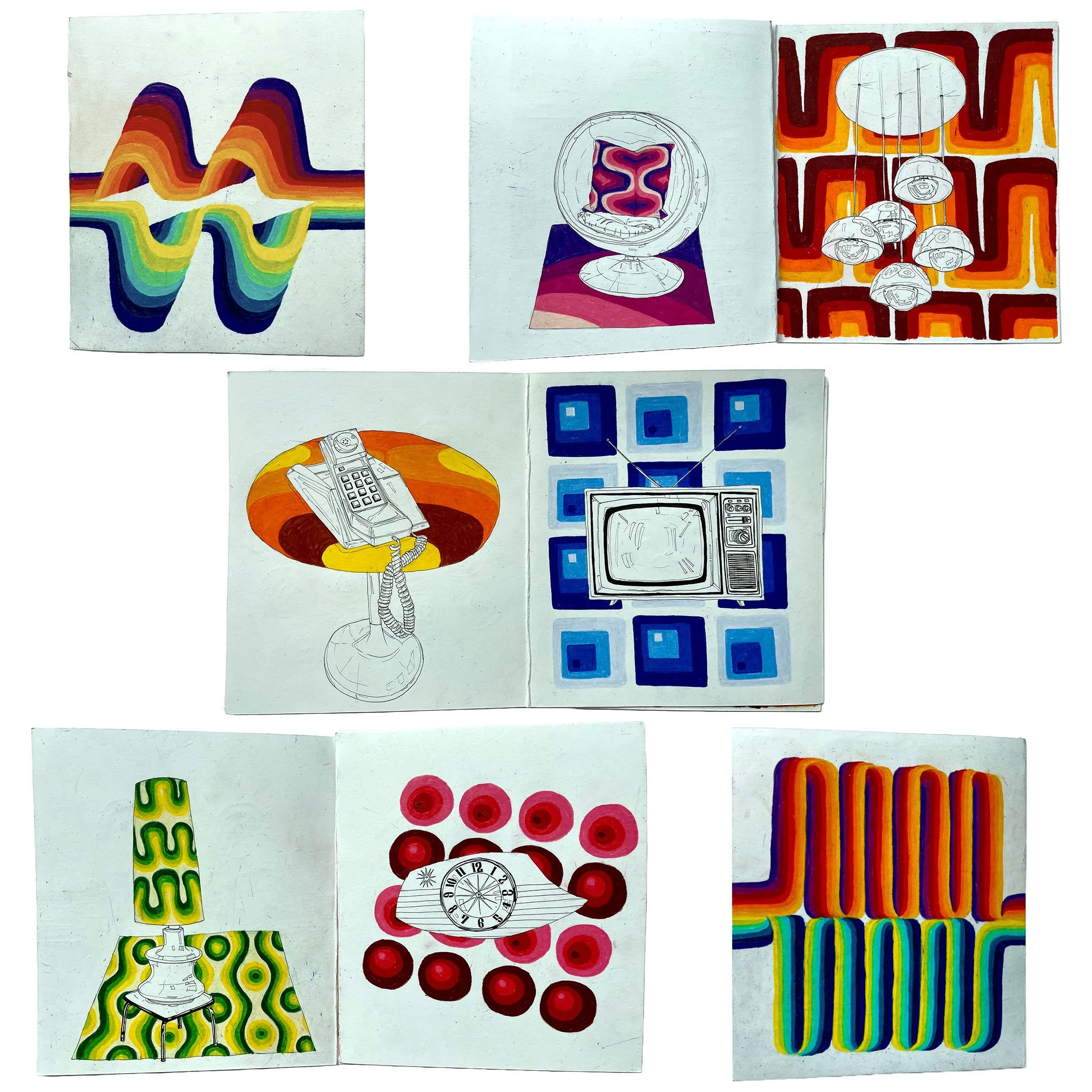 Space Age Design Zine, colored pencil and ink on paper, 12" x 12", 2022