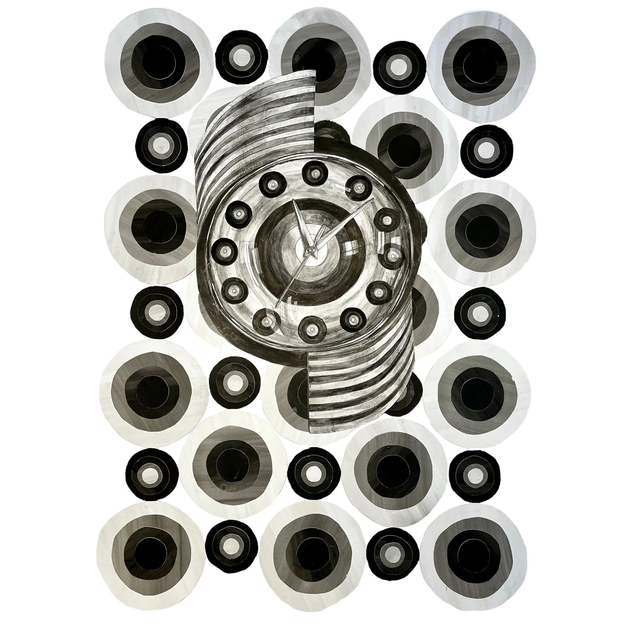 Warped, ink and pen on paper, 18" x 24", 2022