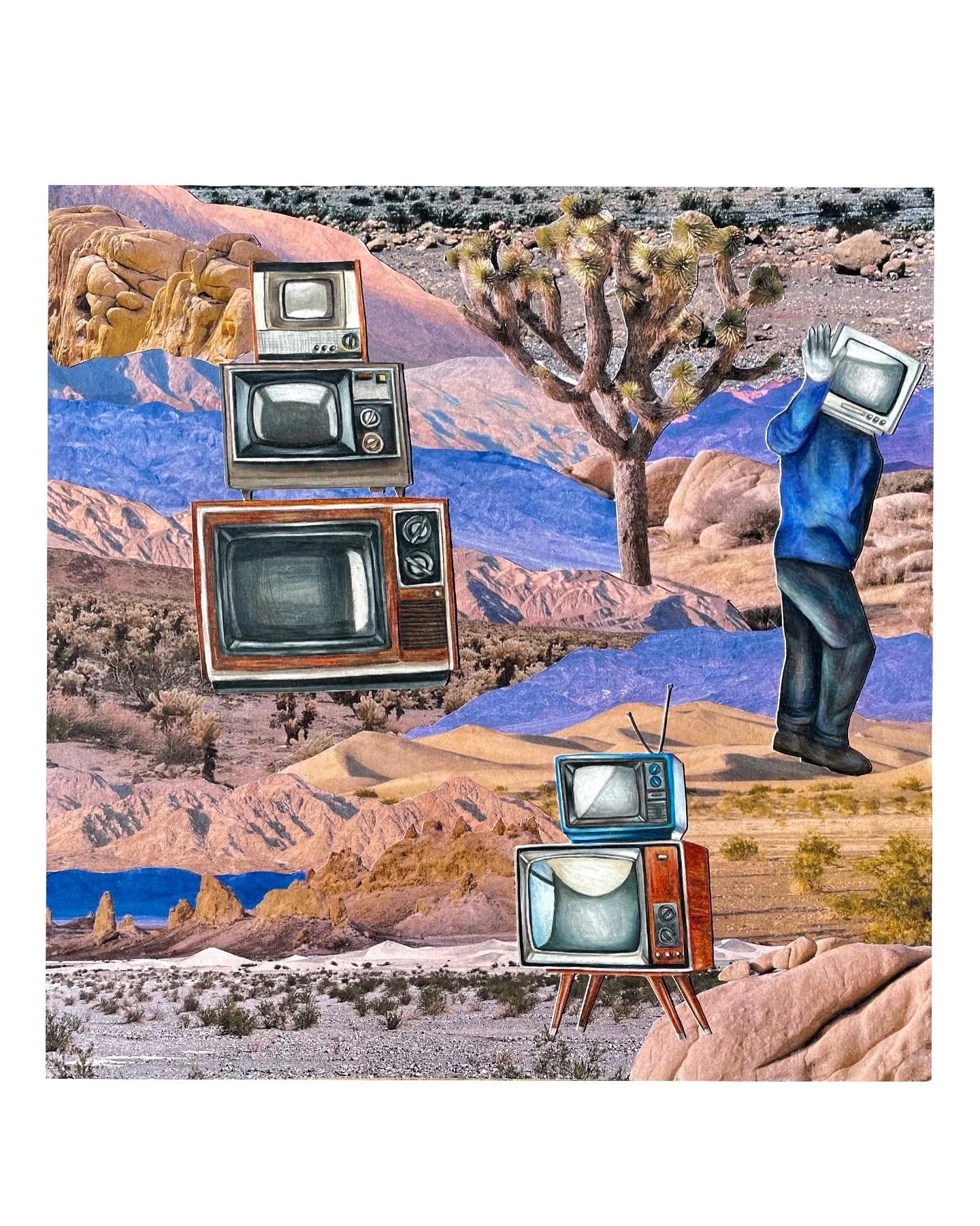 printed photos and colored pencil on wood, 12 x 12 inches, 2022