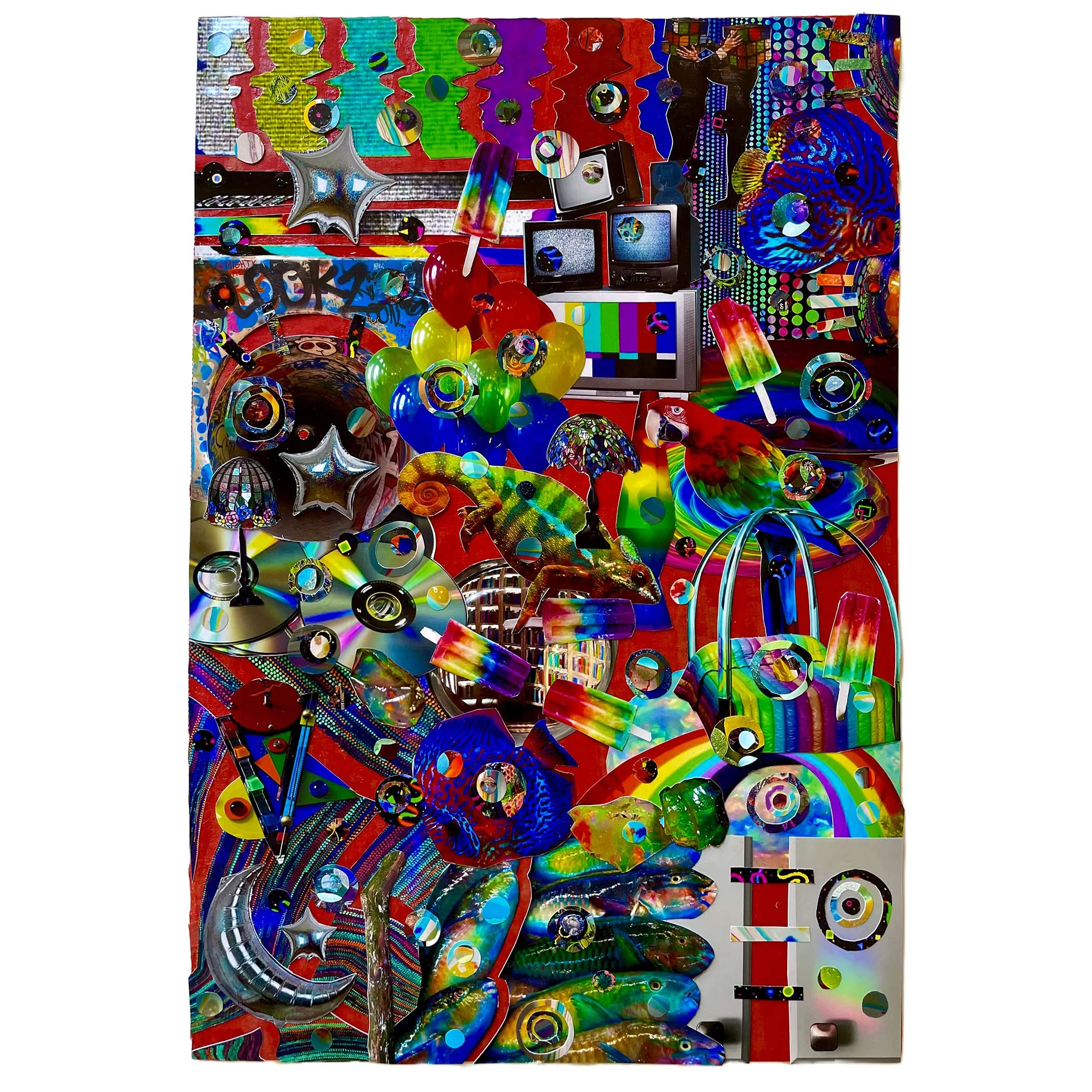 Collage of Experience No. 3, glossy finished photos and acrylic on cardboard, 11" x 17", 2021