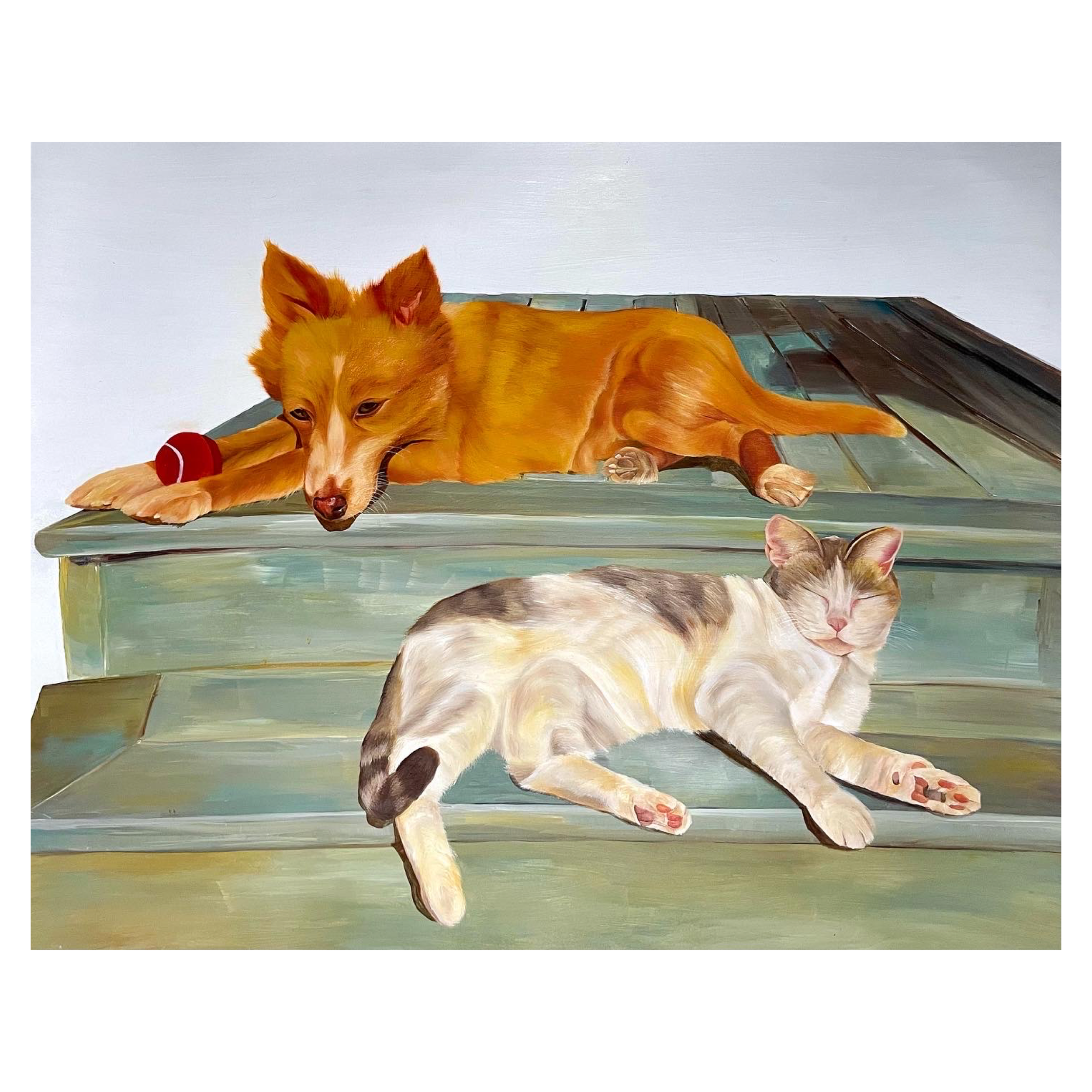 Alice and Blossom, oil on paper, 19" x 24", 2021