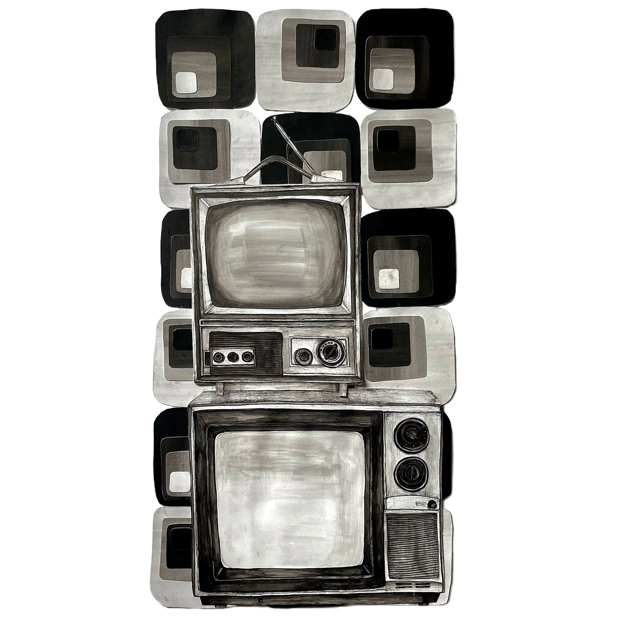 Days Go By, ink and pen on paper, 12" x 24", 2021