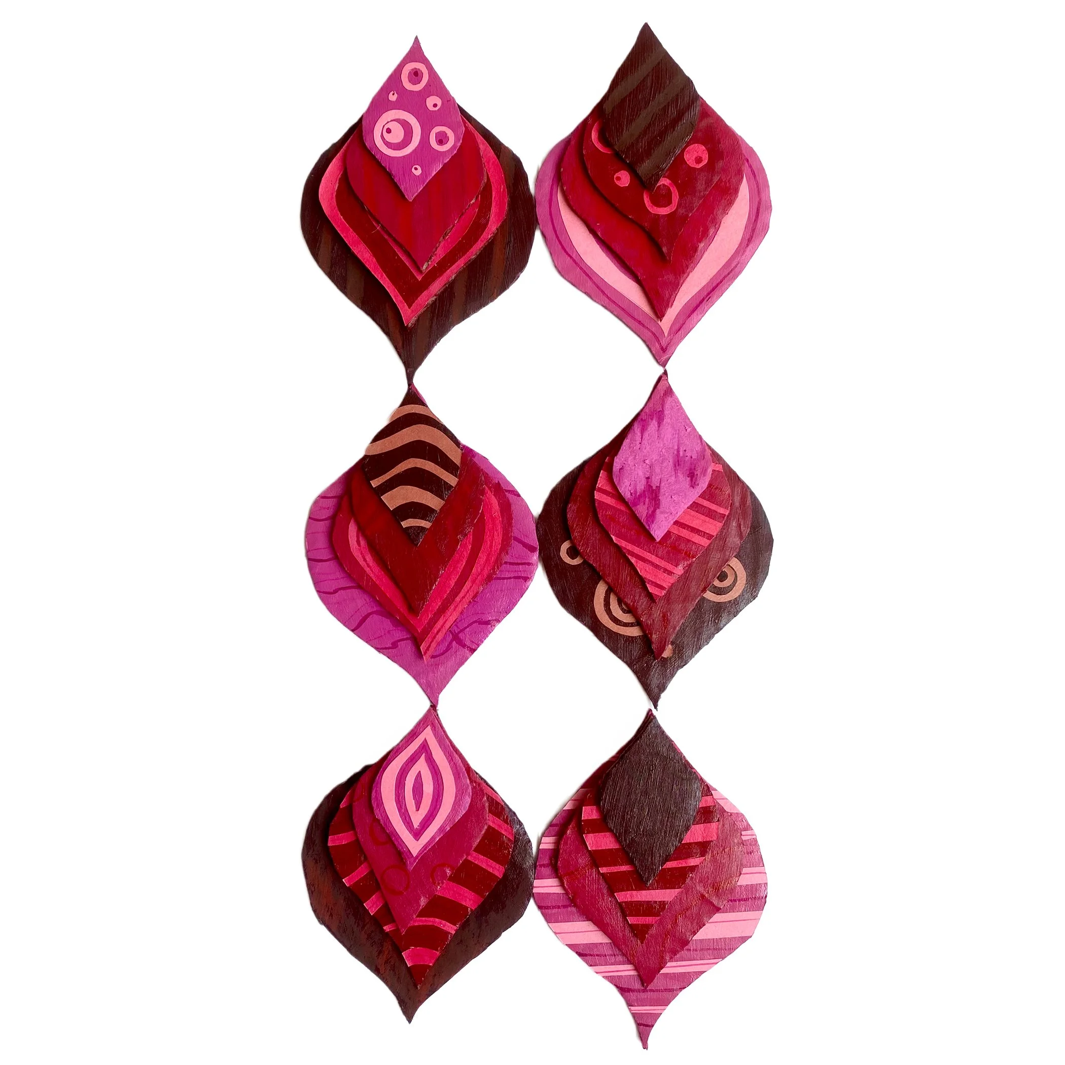 acrylic, oil pastel, marker, ballpoint pen, and construction paper on cardboard, 7" x 13", 2021