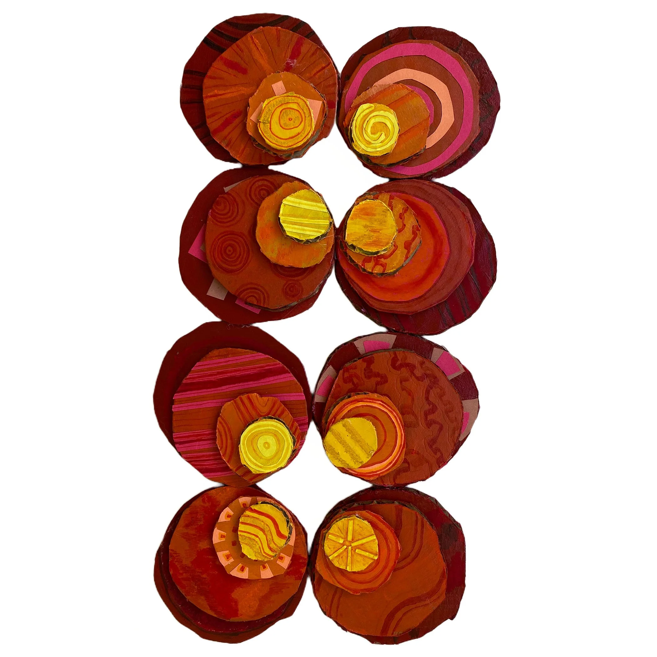 acrylic, oil pastel, marker, ballpoint pen, and construction paper on cardboard, 7" x 13", 2021