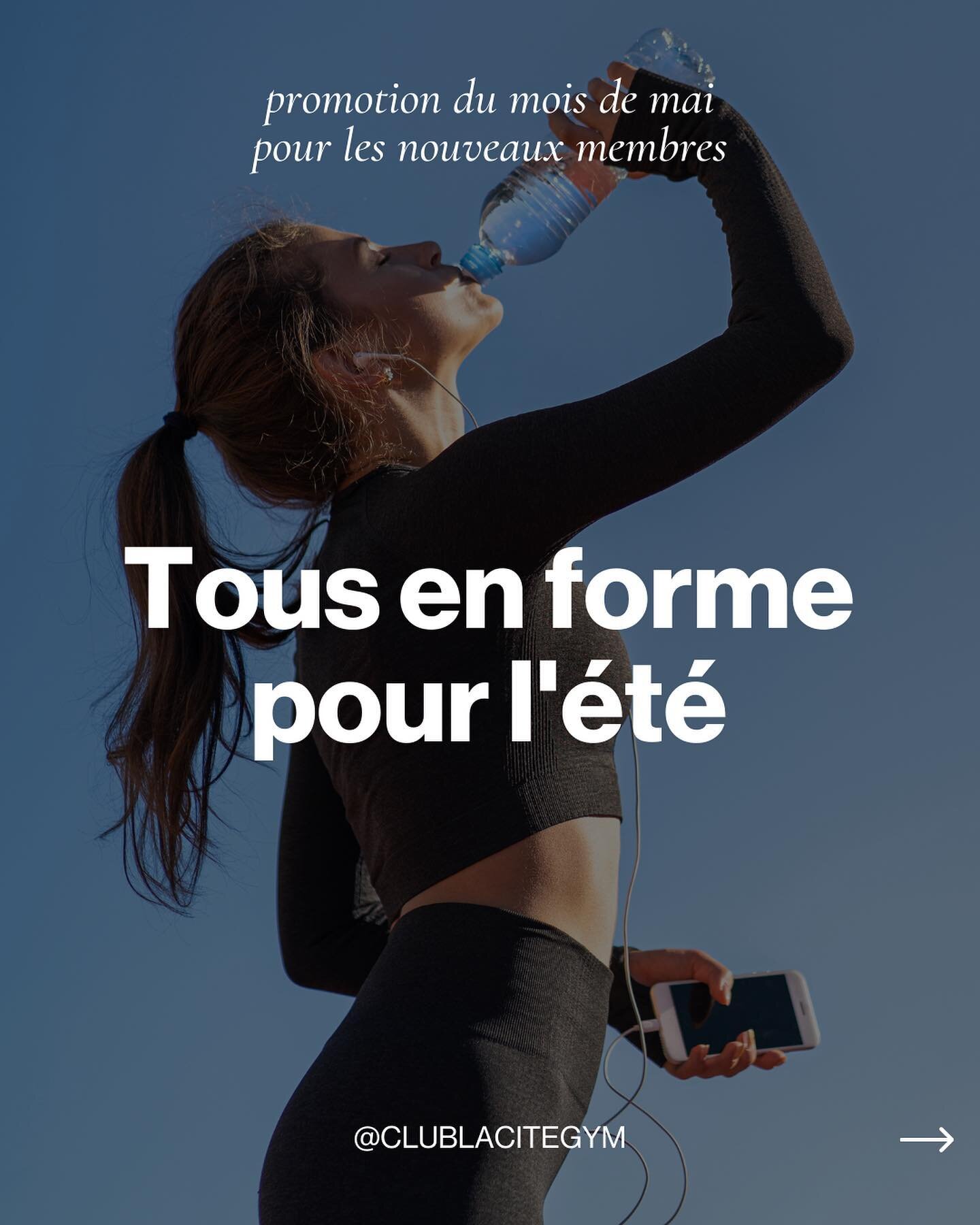 Notre promotion &quot;Tous en forme pour l'&eacute;t&eacute;&quot; se poursuit tout au long du mois de mai! ❤️&zwj;🔥⁠
⁠
Ne manquez pas cette chance de vous remettre en forme avec l'aide de nos entra&icirc;neurs professionnels. En plus, vous aurez ac