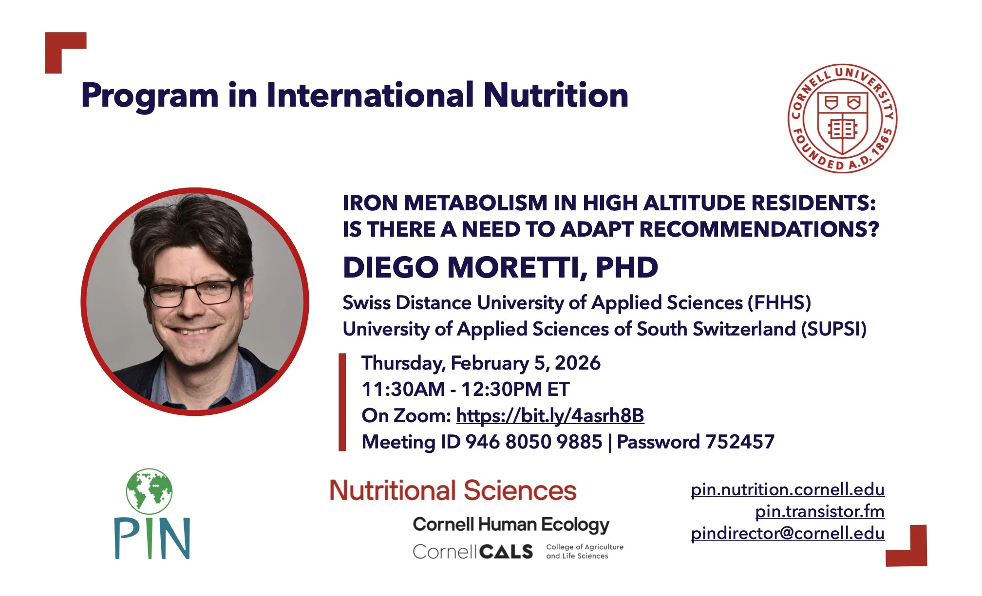 PIN Seminar: Dr. Diego Moretti