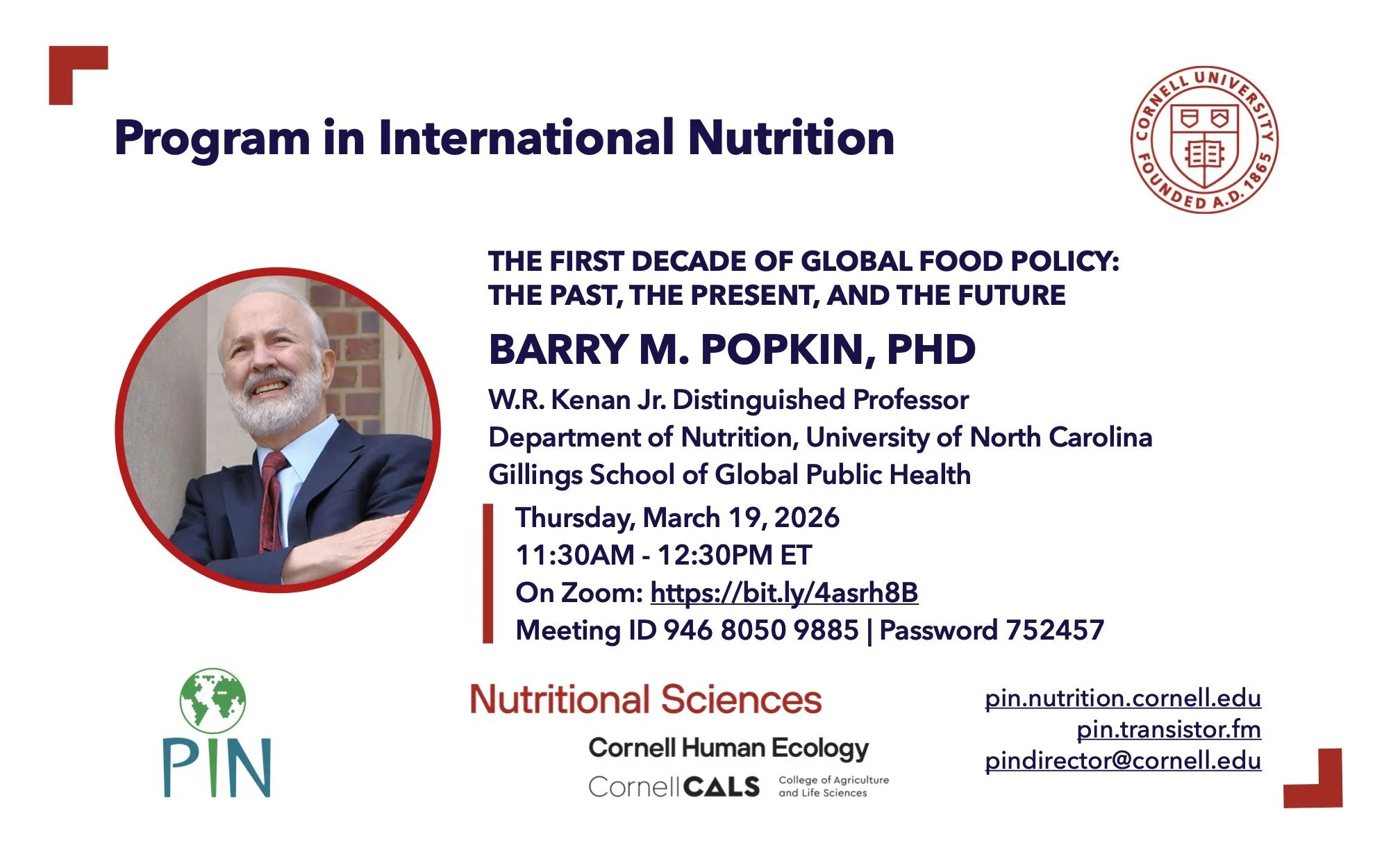 PIN Seminar: Dr. Barry M. Popkin