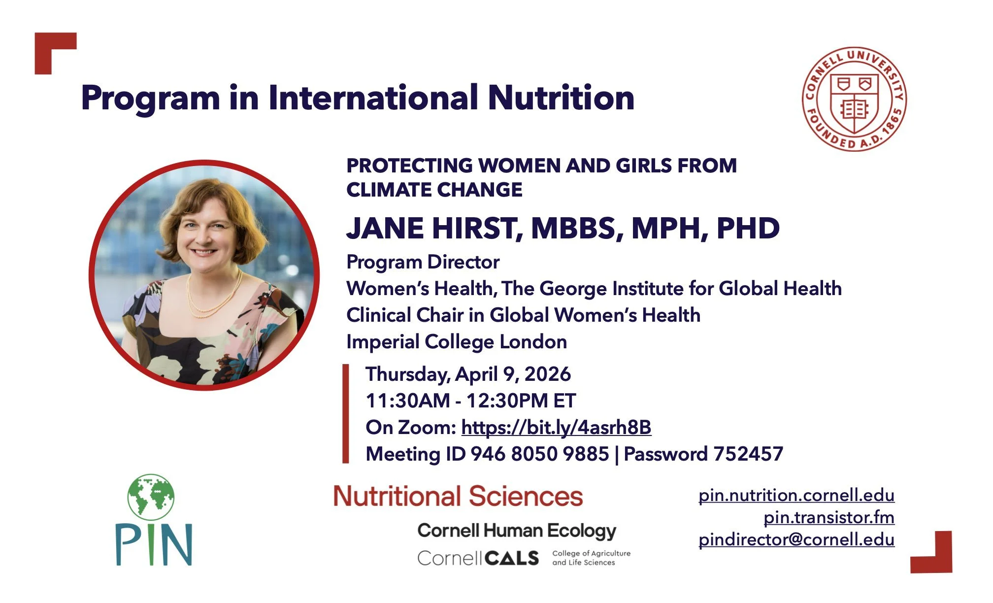 PIN Seminar: Dr. Jane Hirst