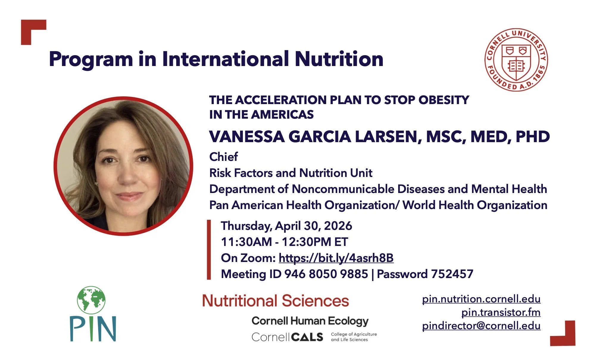 PIN Seminar: Dr. Vanessa Garcia Larsen
