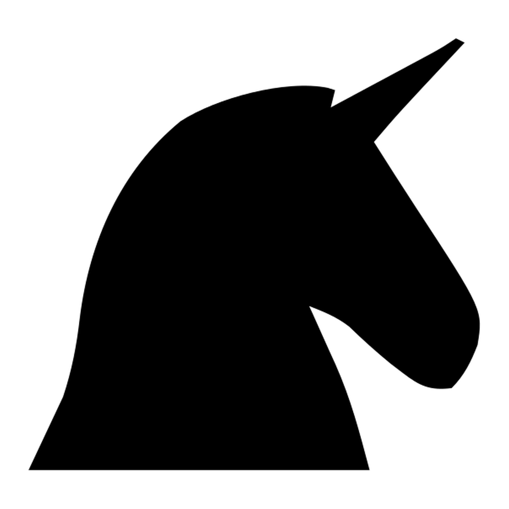 Silhouette of a unicorn's head on a white background.