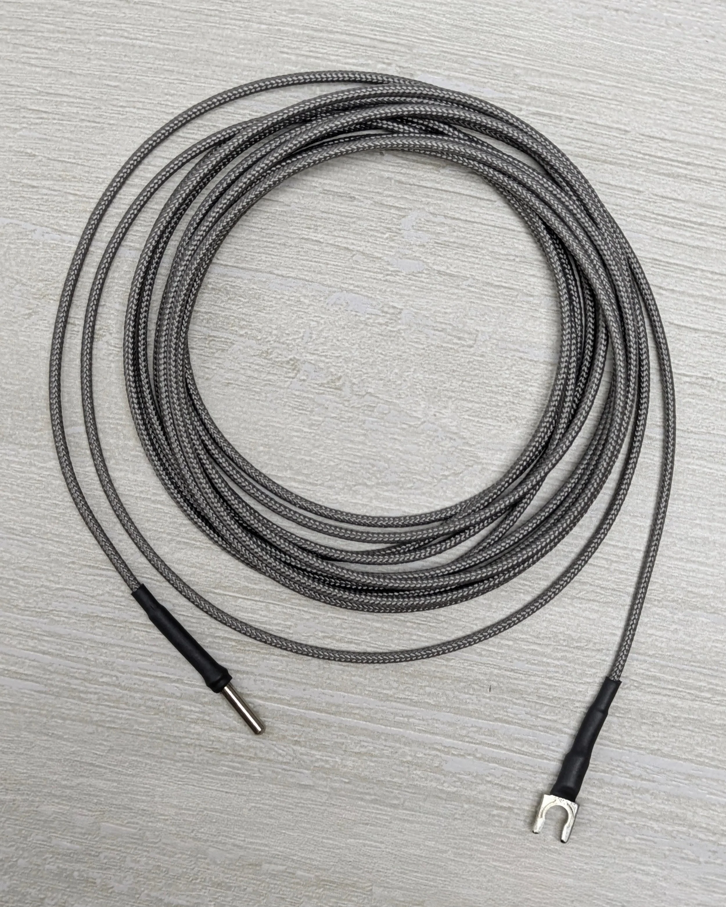 Technics Turntable Ground Wire; Bullet to Spade 18 AWG Stranded Ground Wire, Paracord Wrap