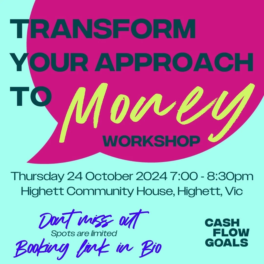 I am thrilled to host my next event at the @highettcommunitycentre this coming Thursday, 24th October 7:00 - 8:30pm.

In this interactive workshop, we'll cover the 7 Pillars of Cash Flow Goals
* Understand Money Psychology 
* Know Your Flow
* Define 
