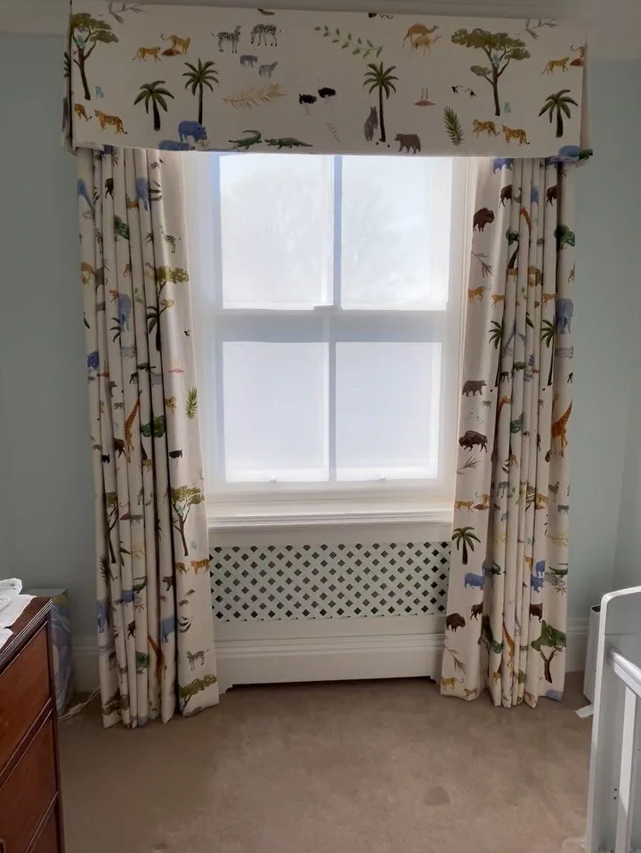 When it came to choosing a fabric for their little boy&rsquo;s nursery, my clients didn&rsquo;t have to look far &mdash; Arthur&rsquo;s love of animals made this playful print by @andrewmartin_int the perfect fit 🐘🦒🦓

The room is blessed with beau