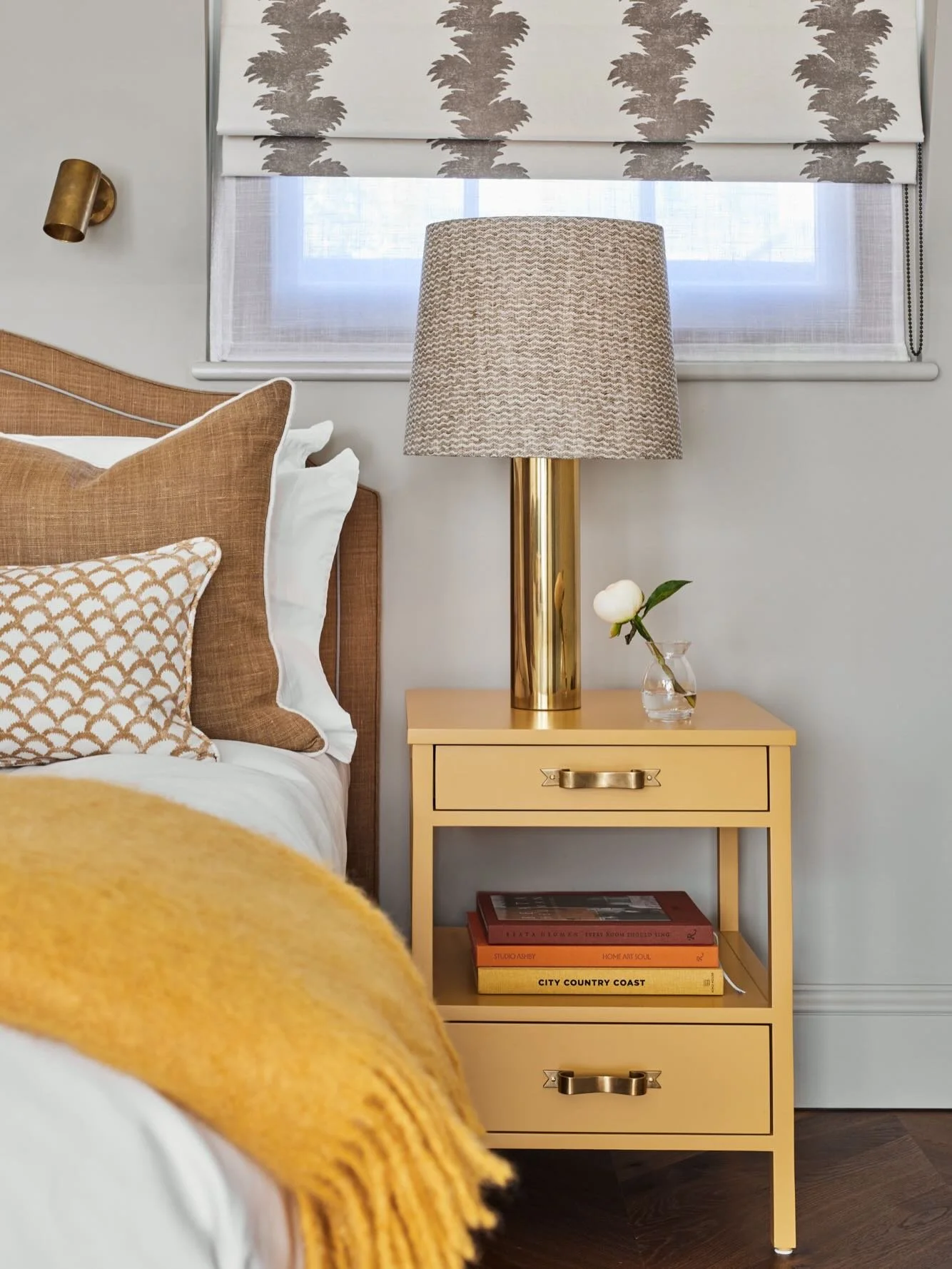 A throwback to one of my favourite bedroom schemes with @charlottesave in her Chelsea townhouse project. Charlotte chose a calm palette including @paolomoschinoltd &lsquo;Palmyre&rsquo;, for curtains and blinds. The room leads on to a very sunny terr