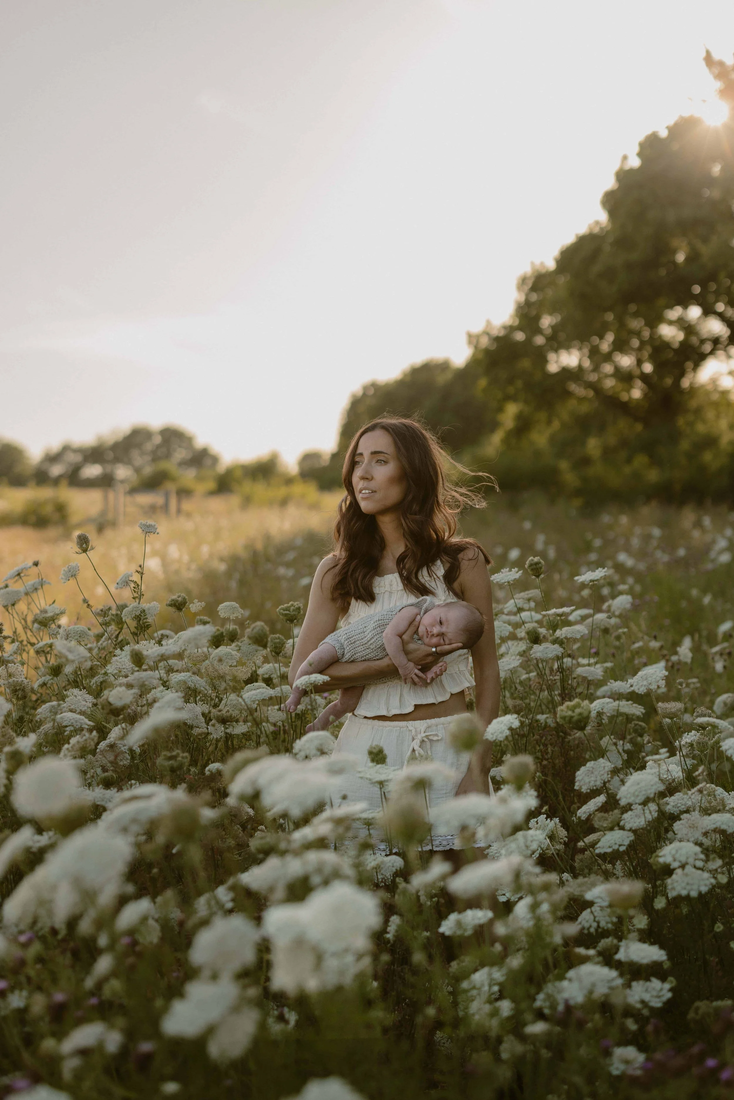 Golden Fields and a Brand New Baby: An Outdoor Sunset Newborn Session in Surrey