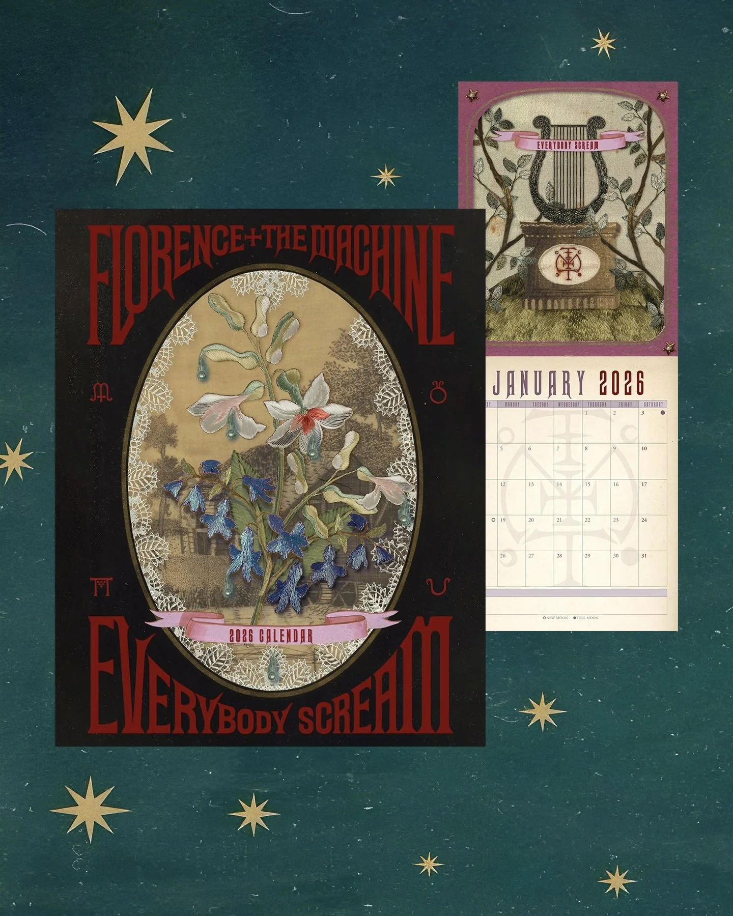 The Florence + the Machine Everybody Scream calendar, featuring the twelve exclusive artworks.