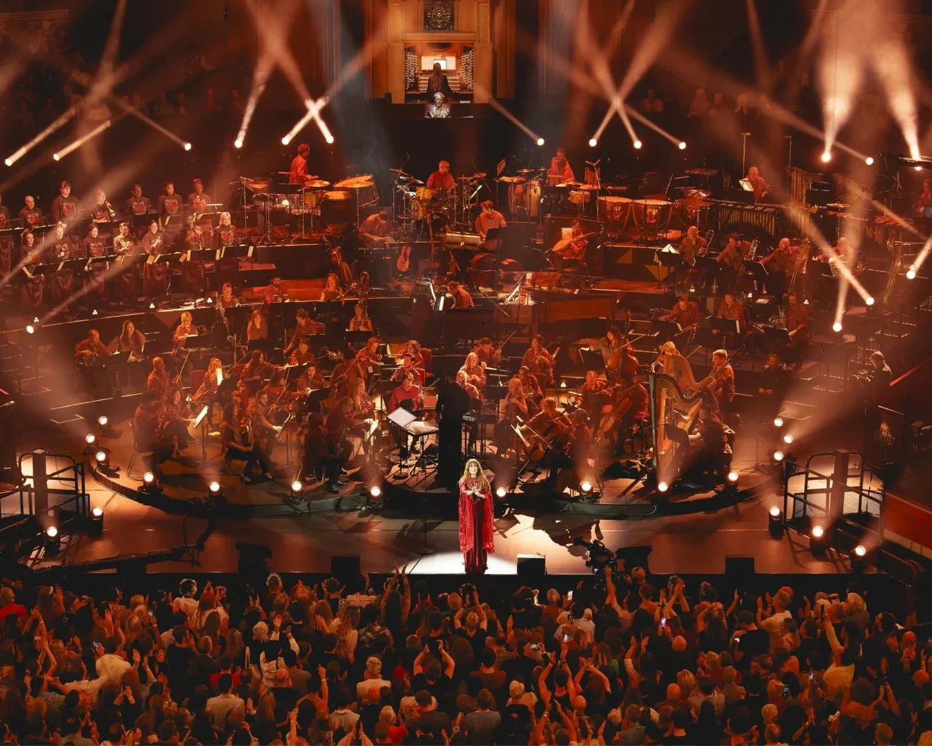 
Florence + the Machine at the Royal Albert Hall with Jules Buckley and his orchestra, along with the London Contemporary Voices Choir. Photo by Andy Paradise