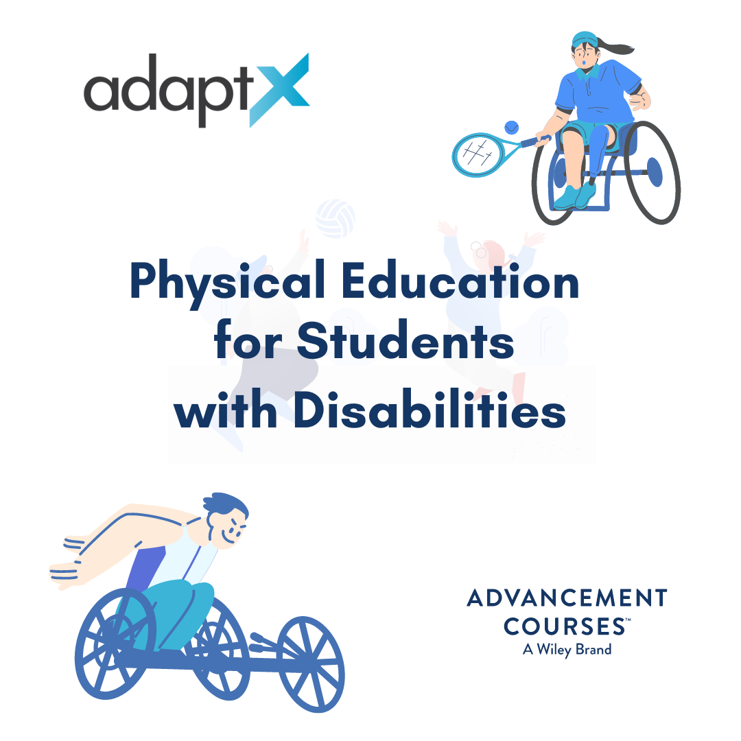 The cover of the "Physical Education for Students with Disabilities" course with the Wiley Bran Advancement Courses logo in the bottom right corner.