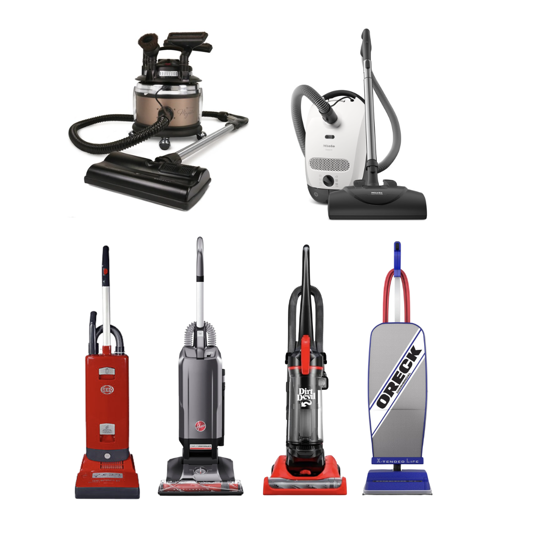 Selection of portable vacuum cleaner types serviced by Central Vacuum