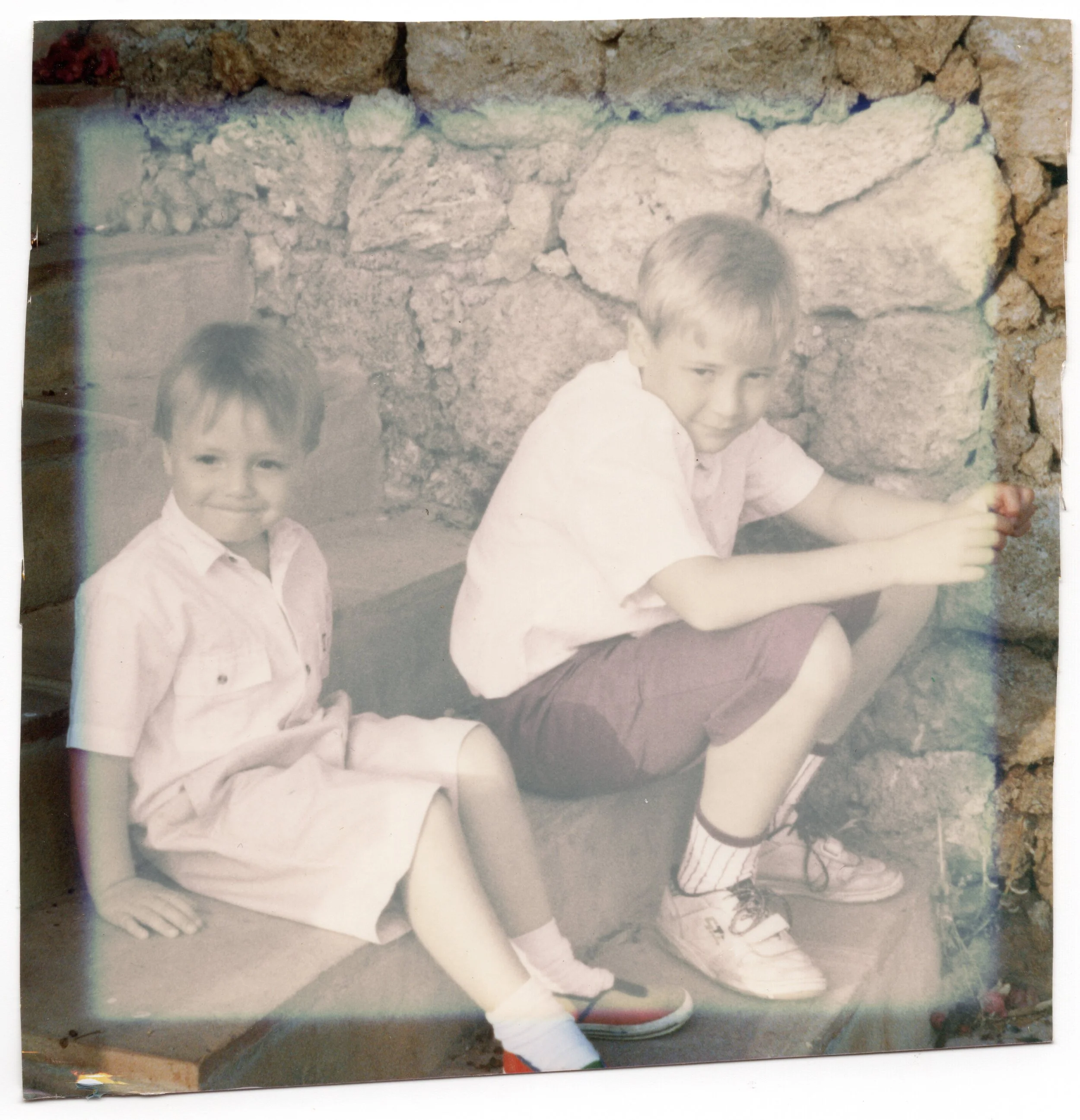 Original family photograph with low contrast and colour fading