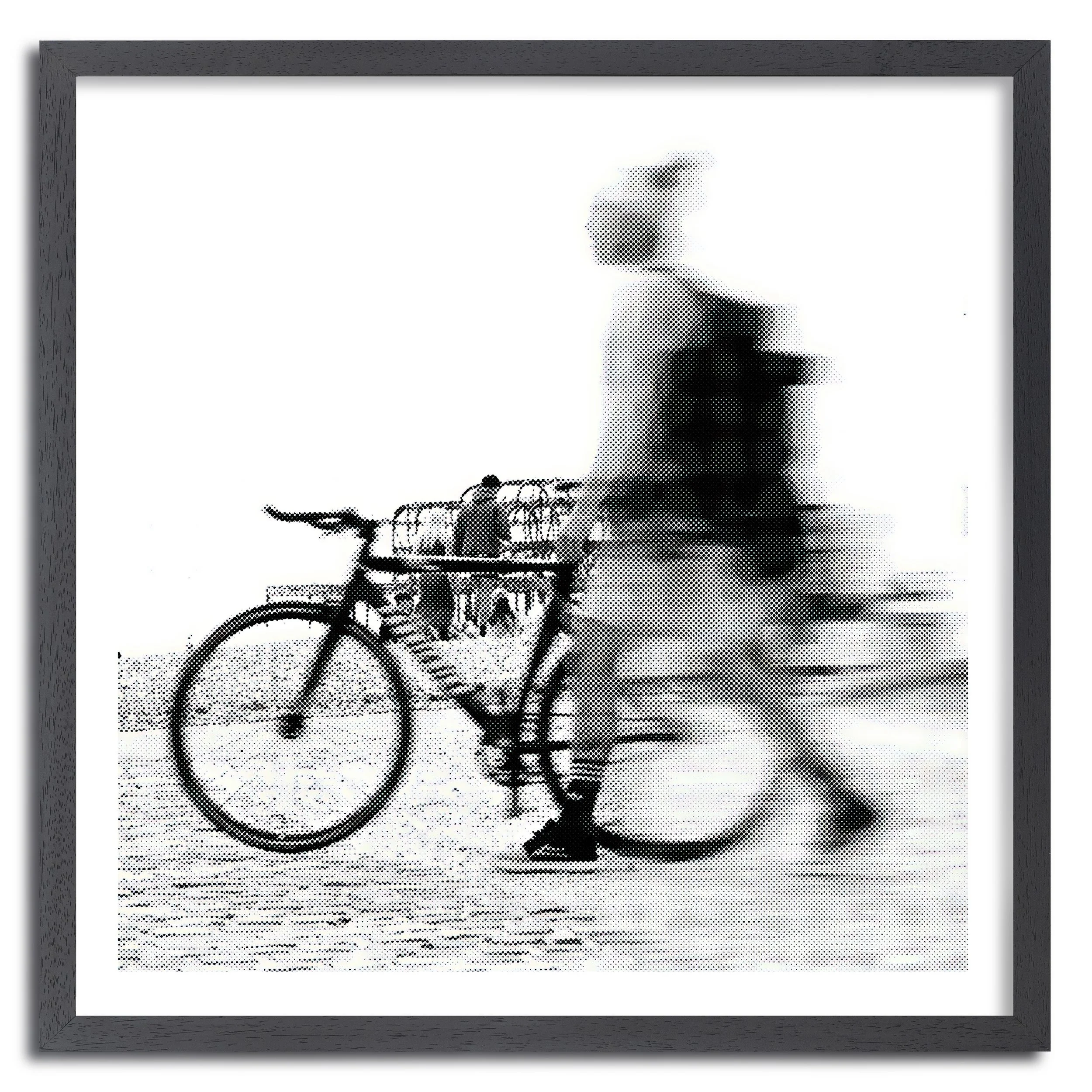 Black and white urban art print exploring motion, anonymity and modern life. contemporary artwork by TOFF Artists