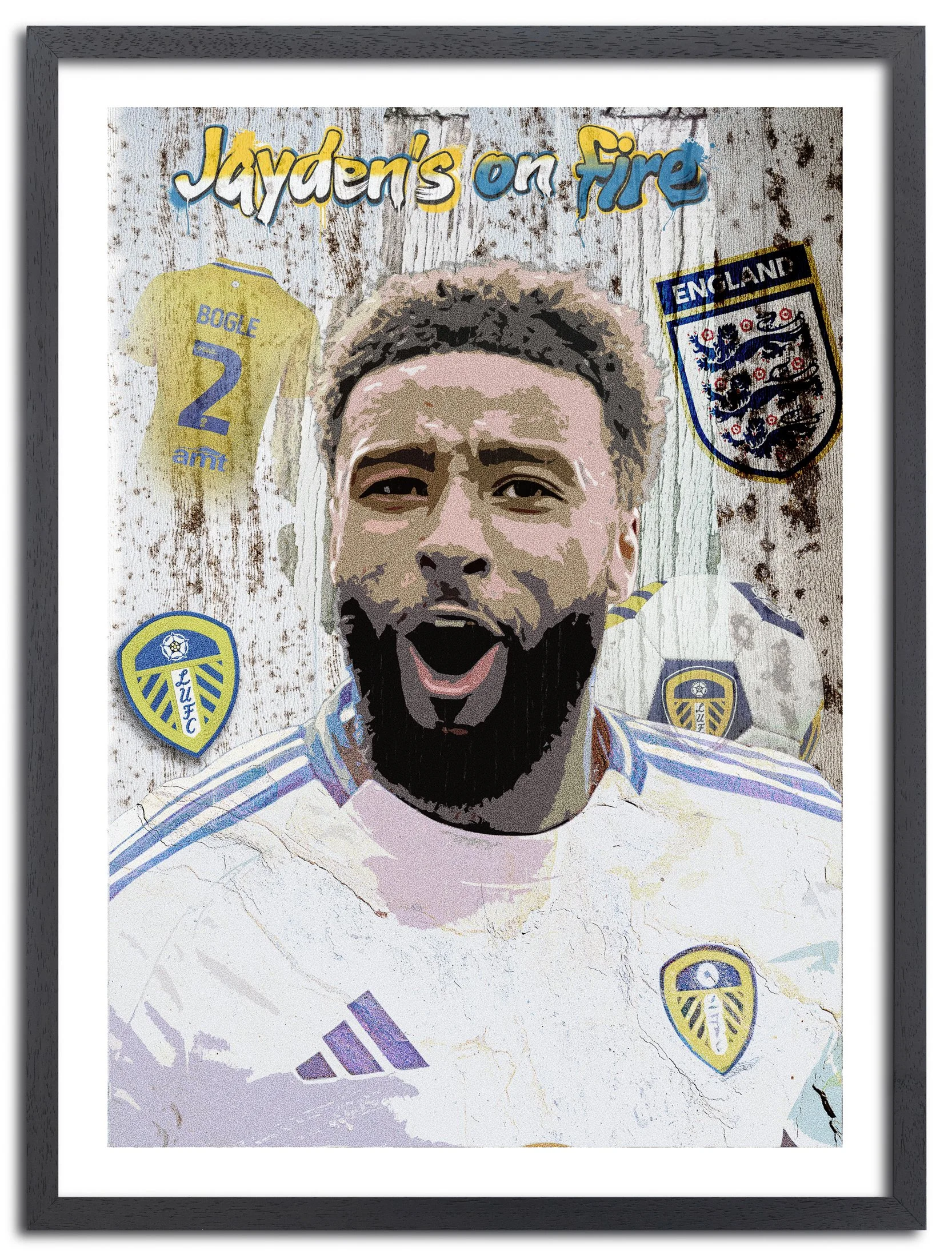 Jayden Bogle Leeds United Artwork – English Right Back Portrait