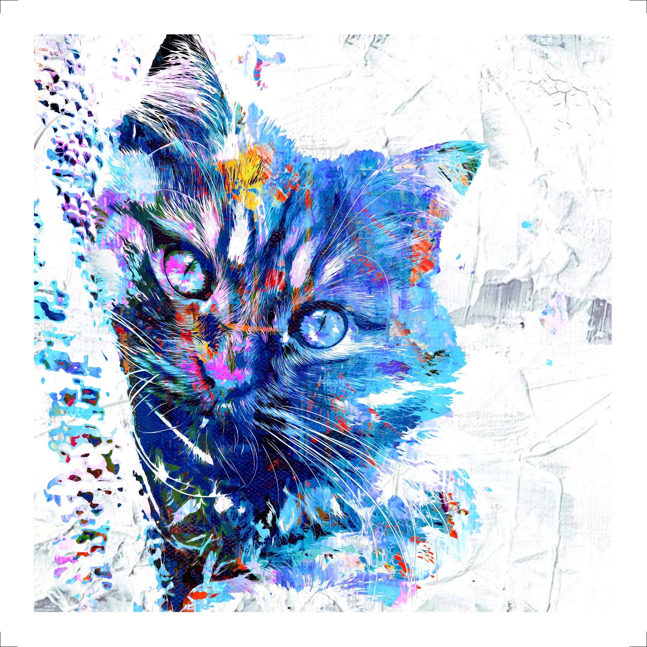 Oscar Blue.jpg Bespoke artistic cat portrait featuring expressive blue tones and contemporary textured brushwork