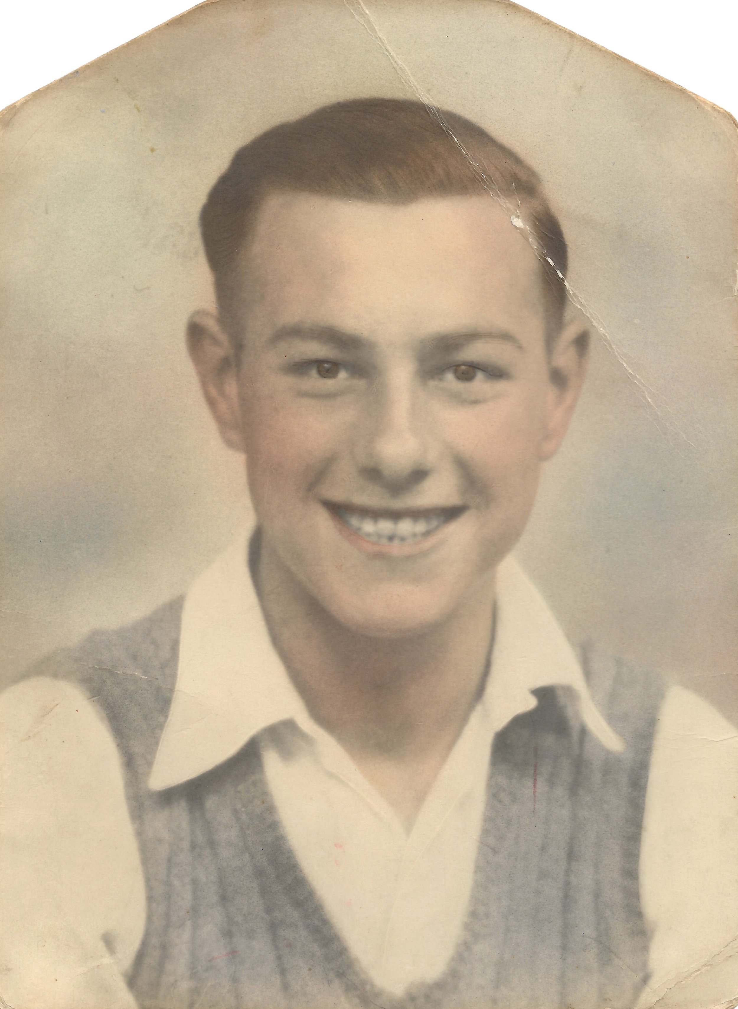 Original portrait photograph with surface wear and fading