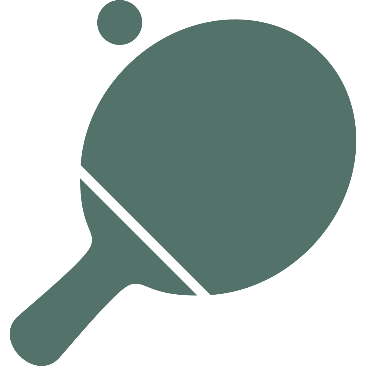 Icon of a ping pong paddle with a ball